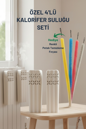 Myend 4'lü Dekoratif Oda Nemlendirici Seti ve Petek Temizleyici, Kalorifer Su...