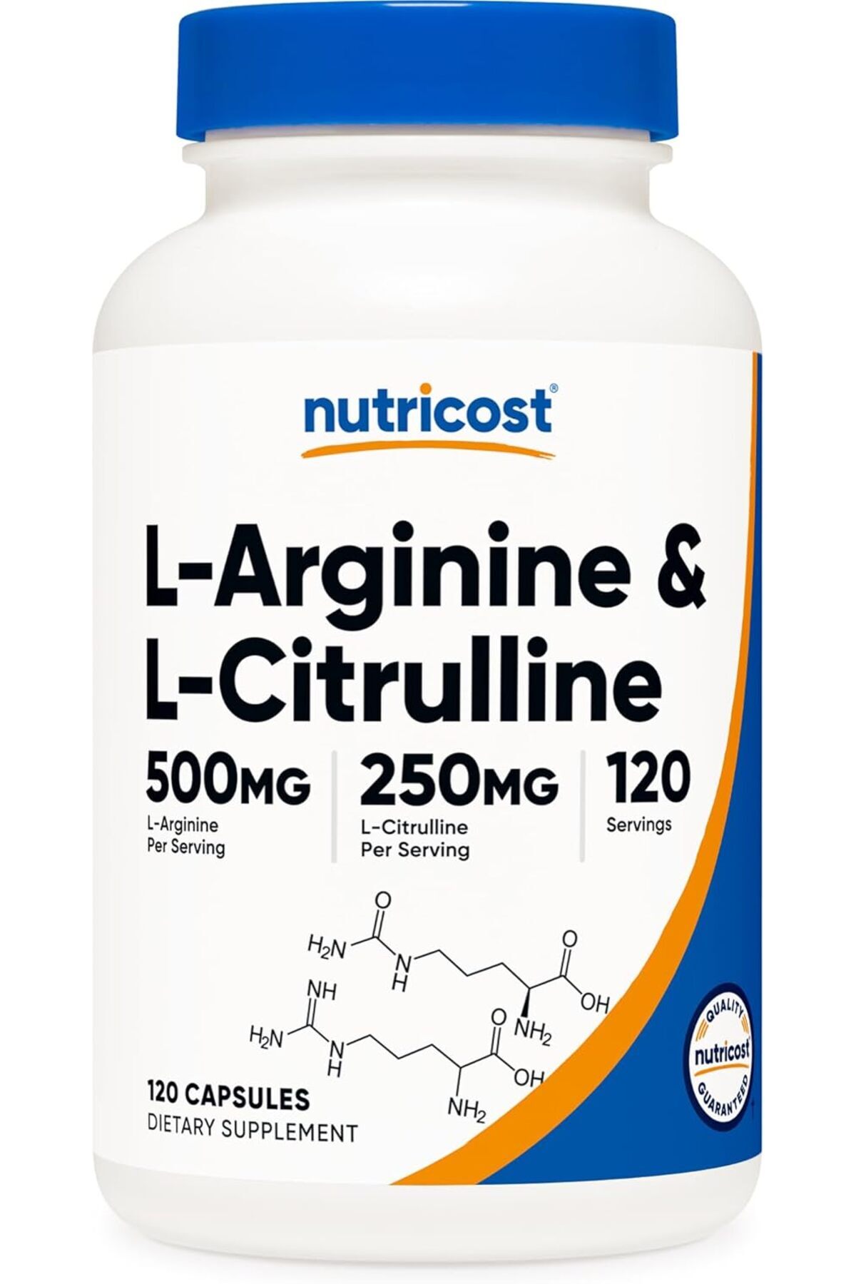 Nutricost L-Arginine(Arjinin) L-Citrulline(Sitrulin) Complex 750mg, 120 Caps