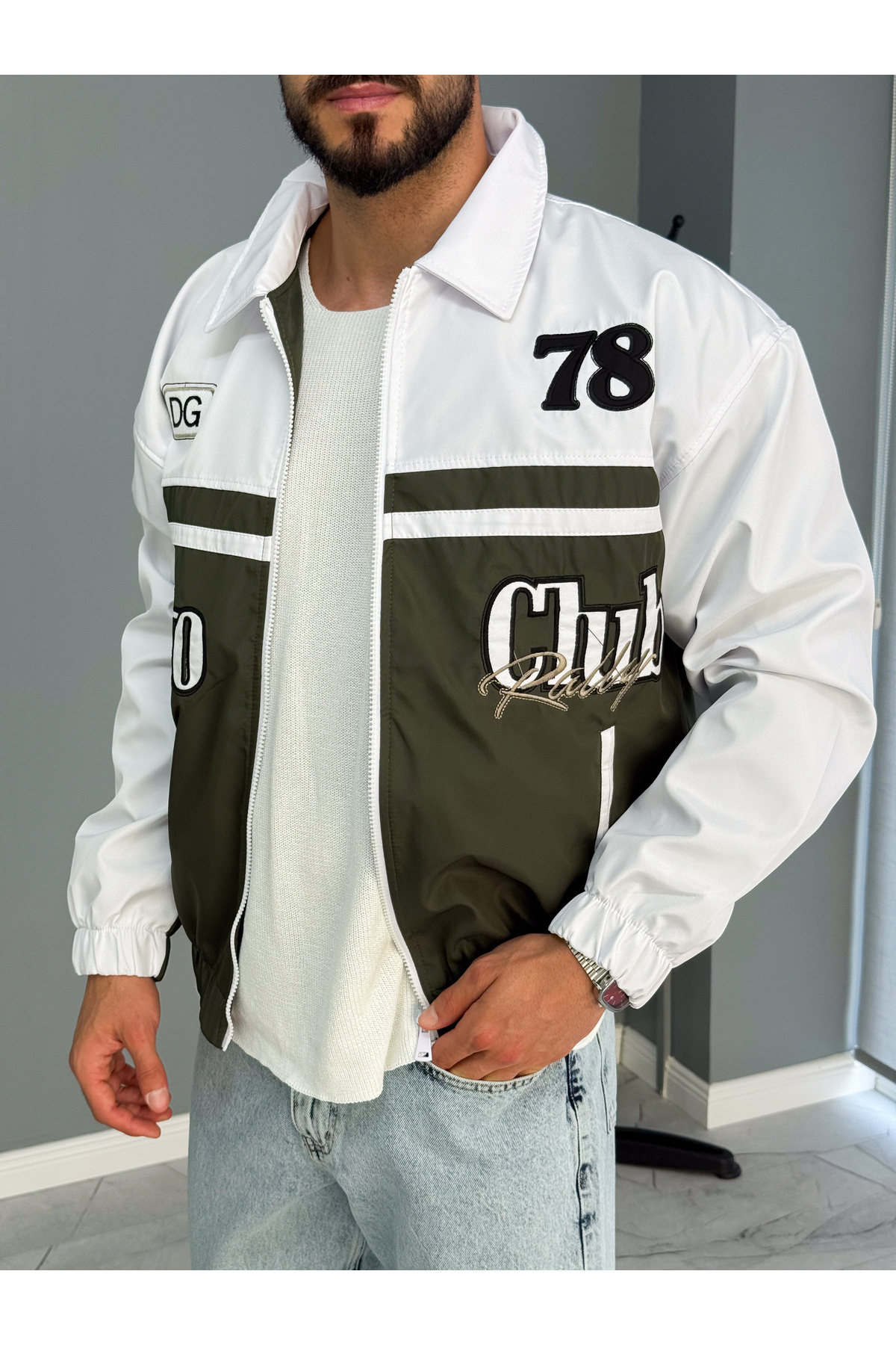 YUWEAR Yeşil Moto Club Racing Ceket