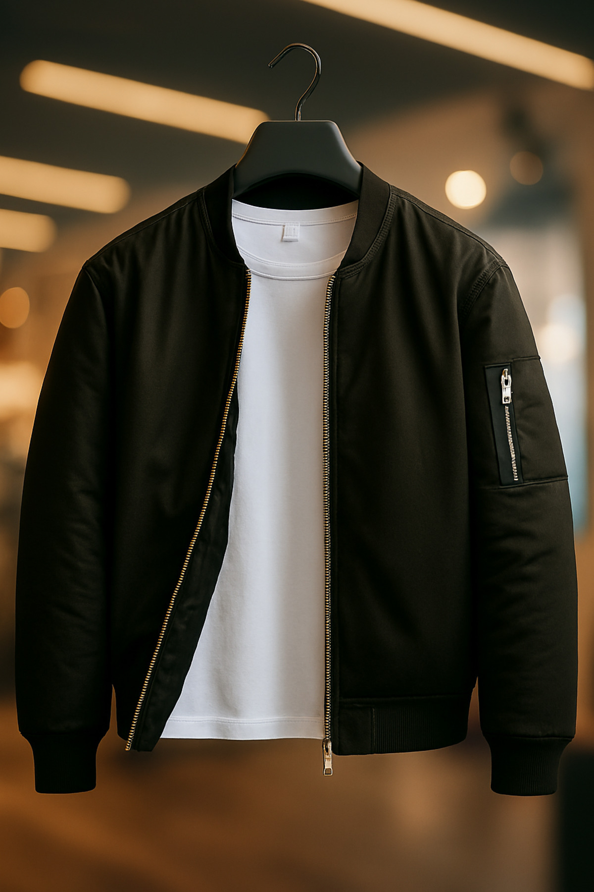 YONEZ MODA  Unisex Oversize Yeni Sezon Çift Cepli Siyah Bomber Ceket - Görsel 4