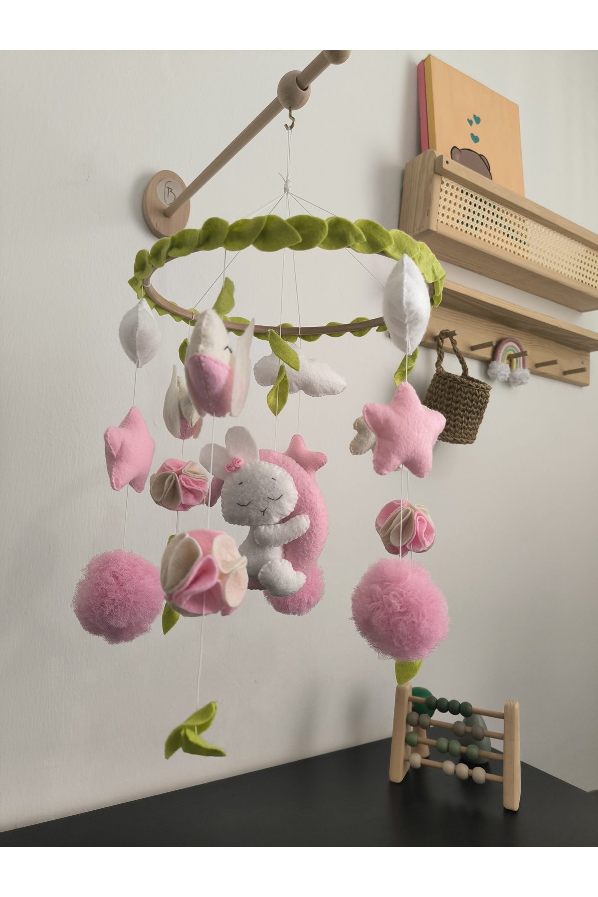 beberinos Tavşanlı Bebek / Çocuk %100 El İşçiliği Bebek Beşik Süsü Dönence fotoğrafı 3 (önizleme)