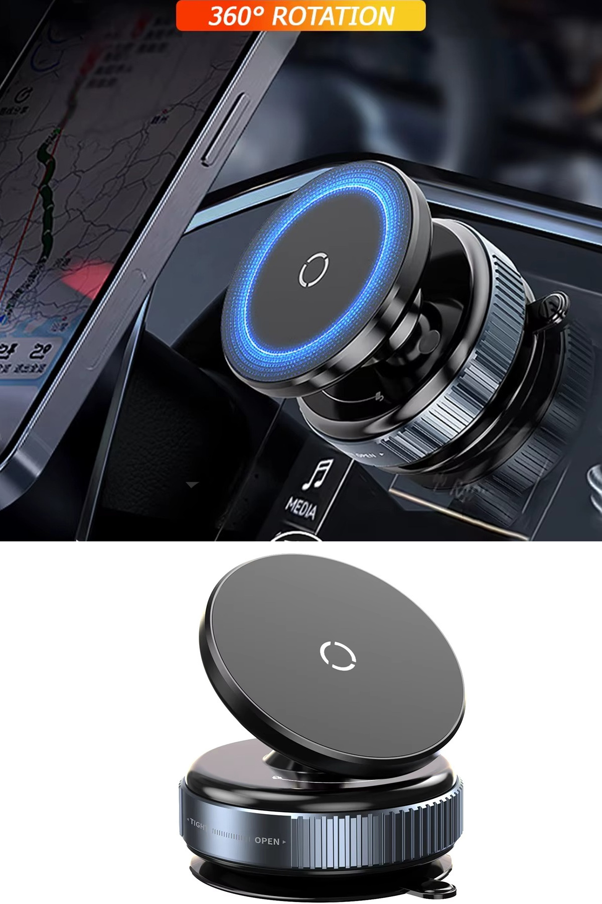 MeyZone 360 Dönebilen Ayarlanabilir Araç Içi Tutucu Kullanılabilen Vakumlu Magsafe Telefon Tutacağı