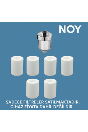 NOY Duş Başlığı Filtresi İçin 6 Adet Yedek Kartuş | Su Arıtma Klor Kireç Temi...