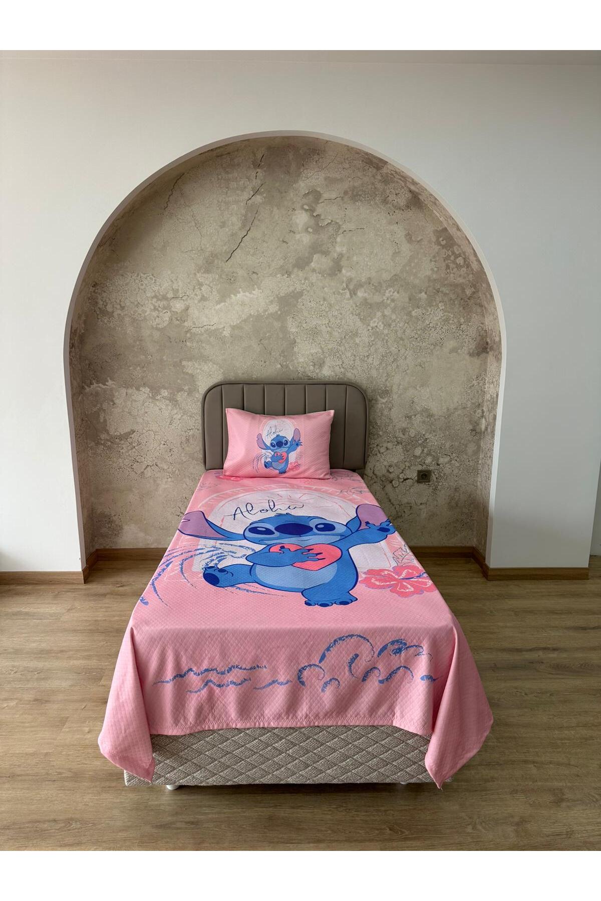adenkahome Stitch Karakter Tek Kişilik Pike Yatak Örtüsü Seti 160x220 cm fotoğrafı 5 (önizleme)
