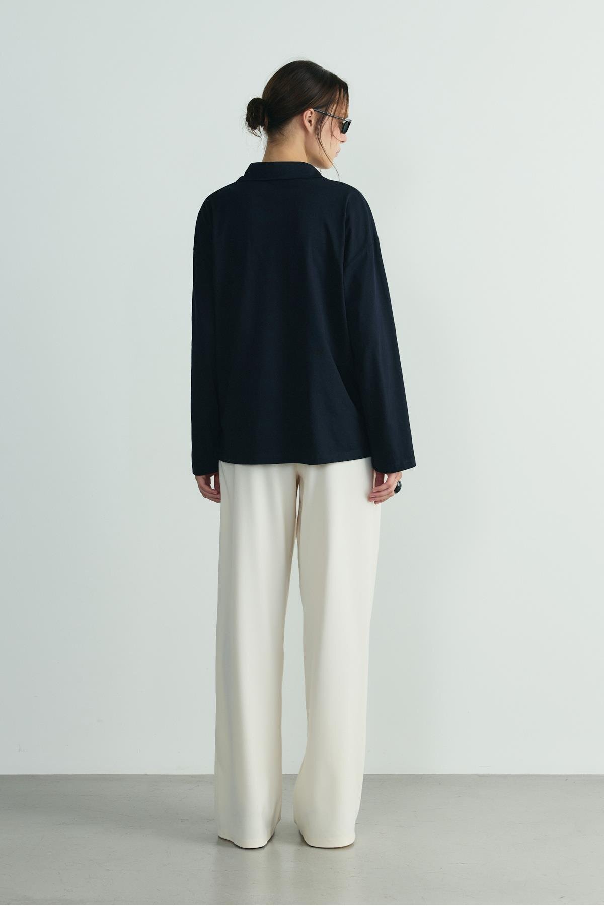 Suud Collection  Lacivert Polo Yaka Oversize Tişört - Görsel 5