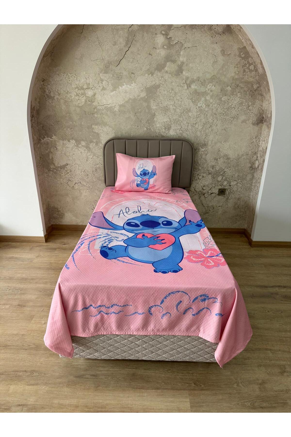 adenkahome Stitch Karakter Tek Kişilik Pike Yatak Örtüsü Seti 160x220 cm fotoğrafı 4 (önizleme)