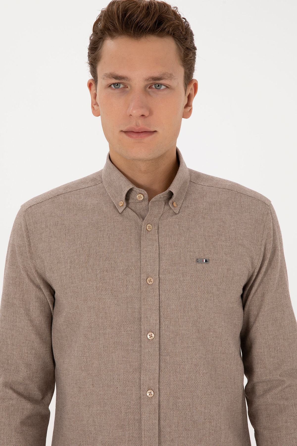 U.S. Polo Assn. Erkek Camel Uzun Kollu Gömlek 50315613-VR015 görsel 2