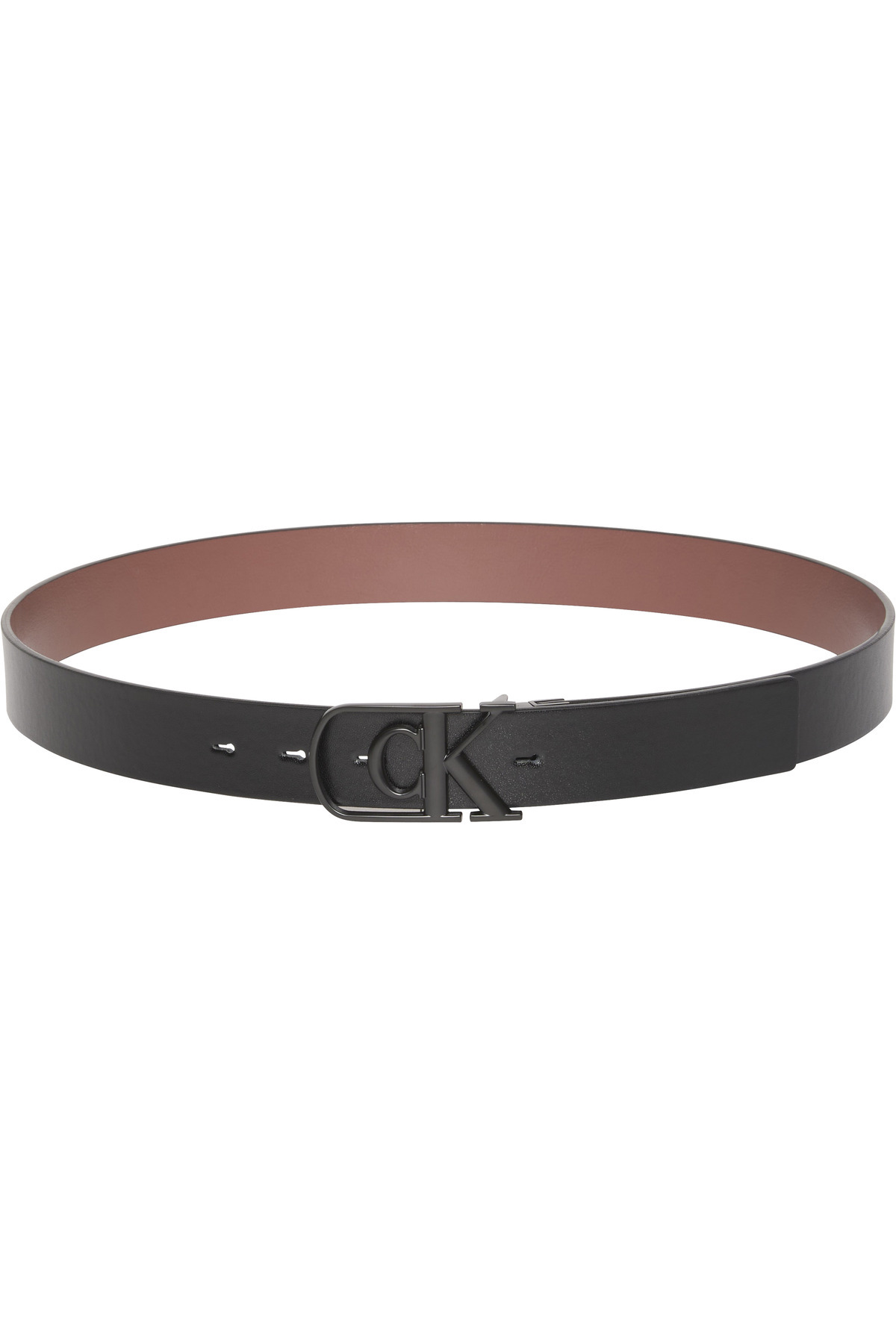 کلوین کلاین کمربند مردانه قهوه‌ای Rev با سگک منحنی مونوگرام، قطر 32 میلی‌متر