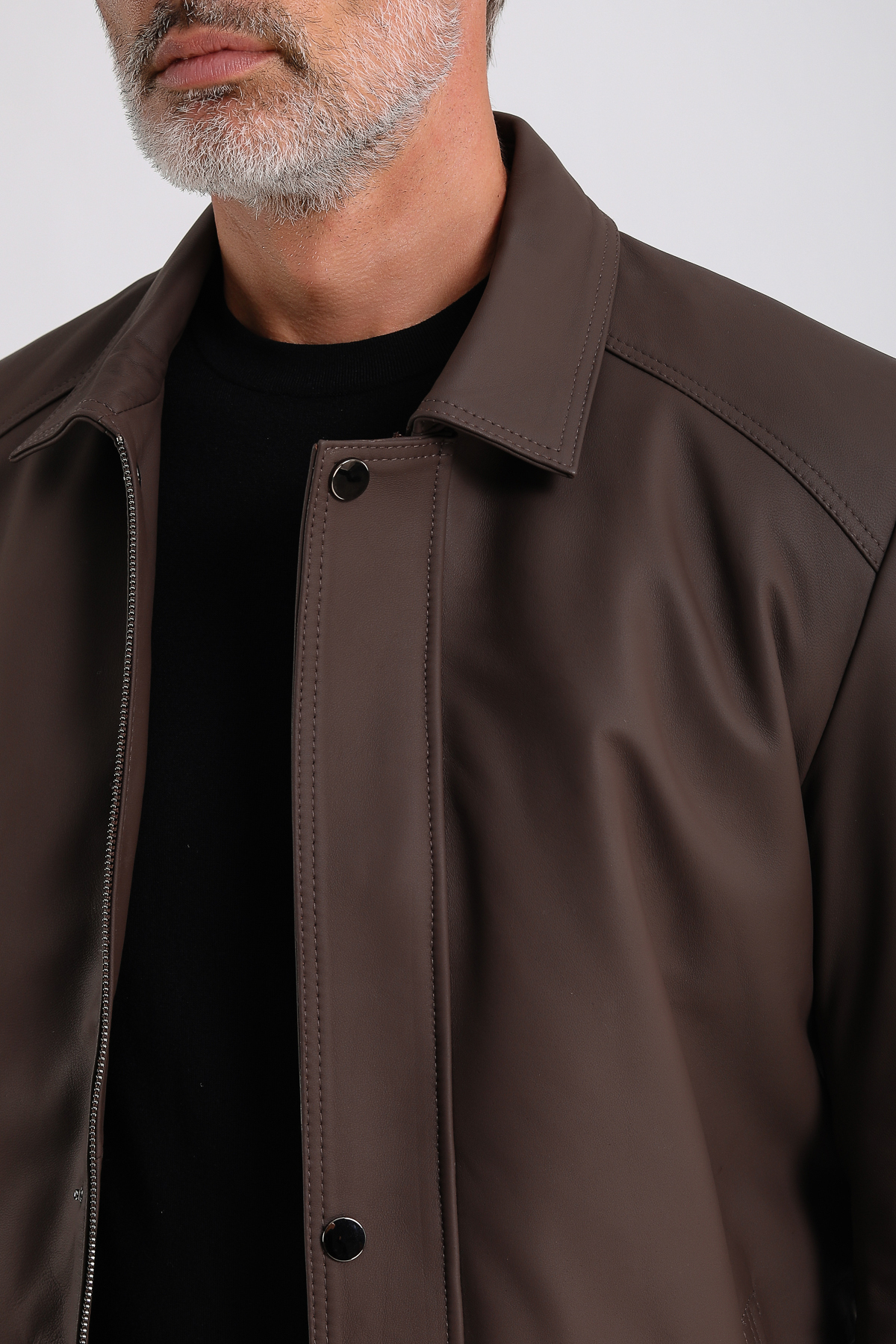 MQ Leather Maroquin Leather Bruno Erkek Uzun Deri Kaban görsel 5