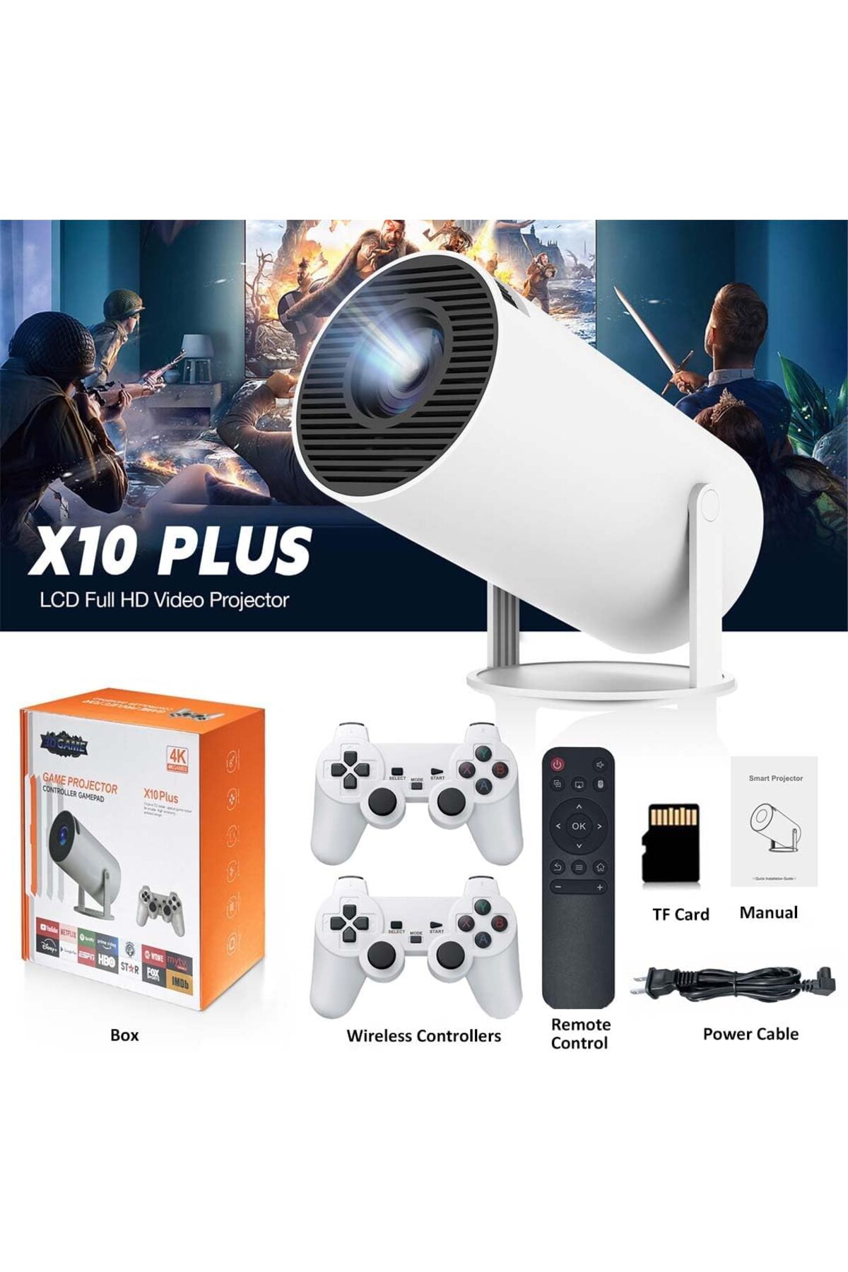 JUNGLEE X10PLUS ANDROİD PROJEKTÖR + GAME PROJECTOR ULTRA HD 4K EV