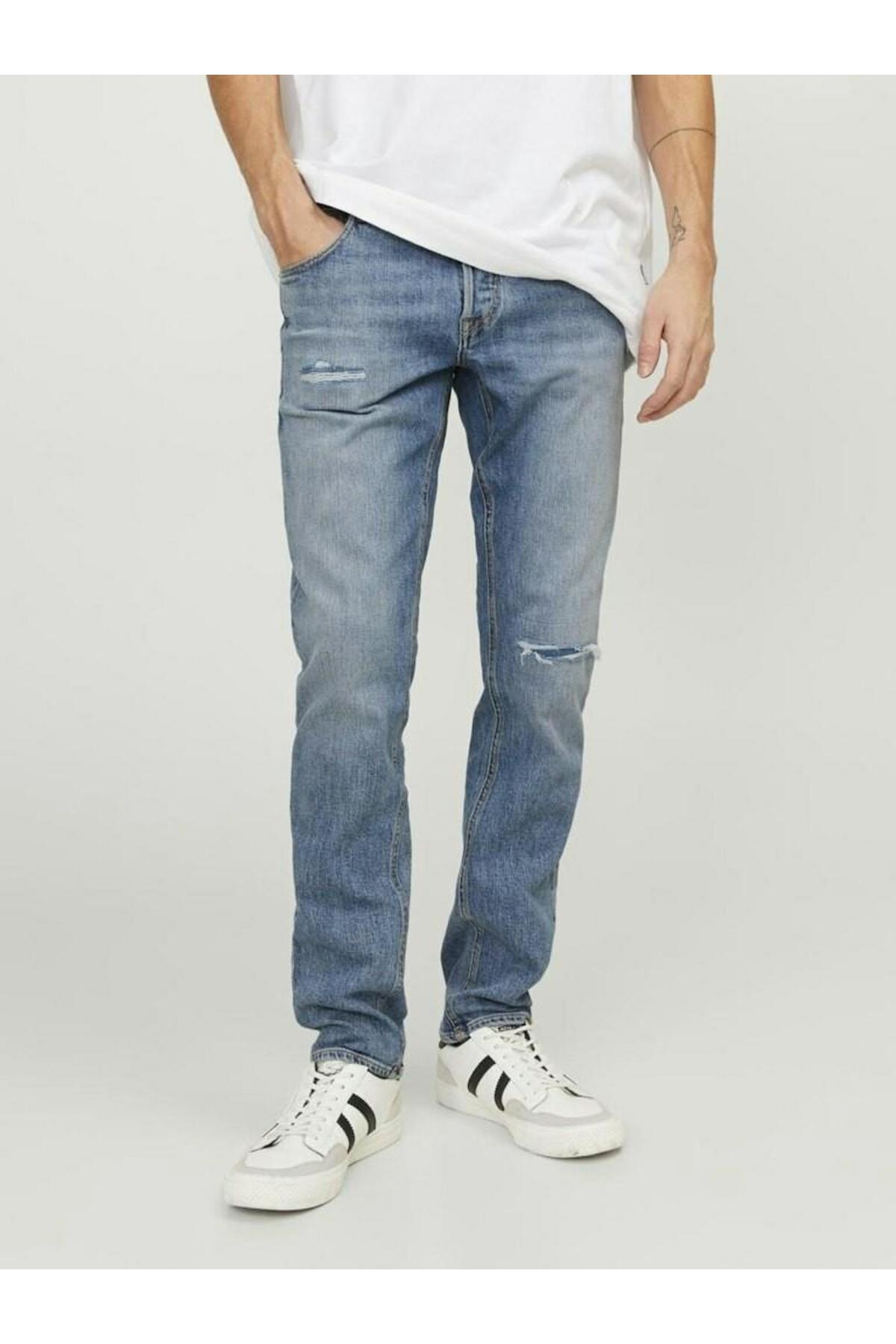 شلوار جین مردانه راسته فاق نرمال | جک اند جونز Jack & Jones 12252973-Blue Denim - تصویر 5