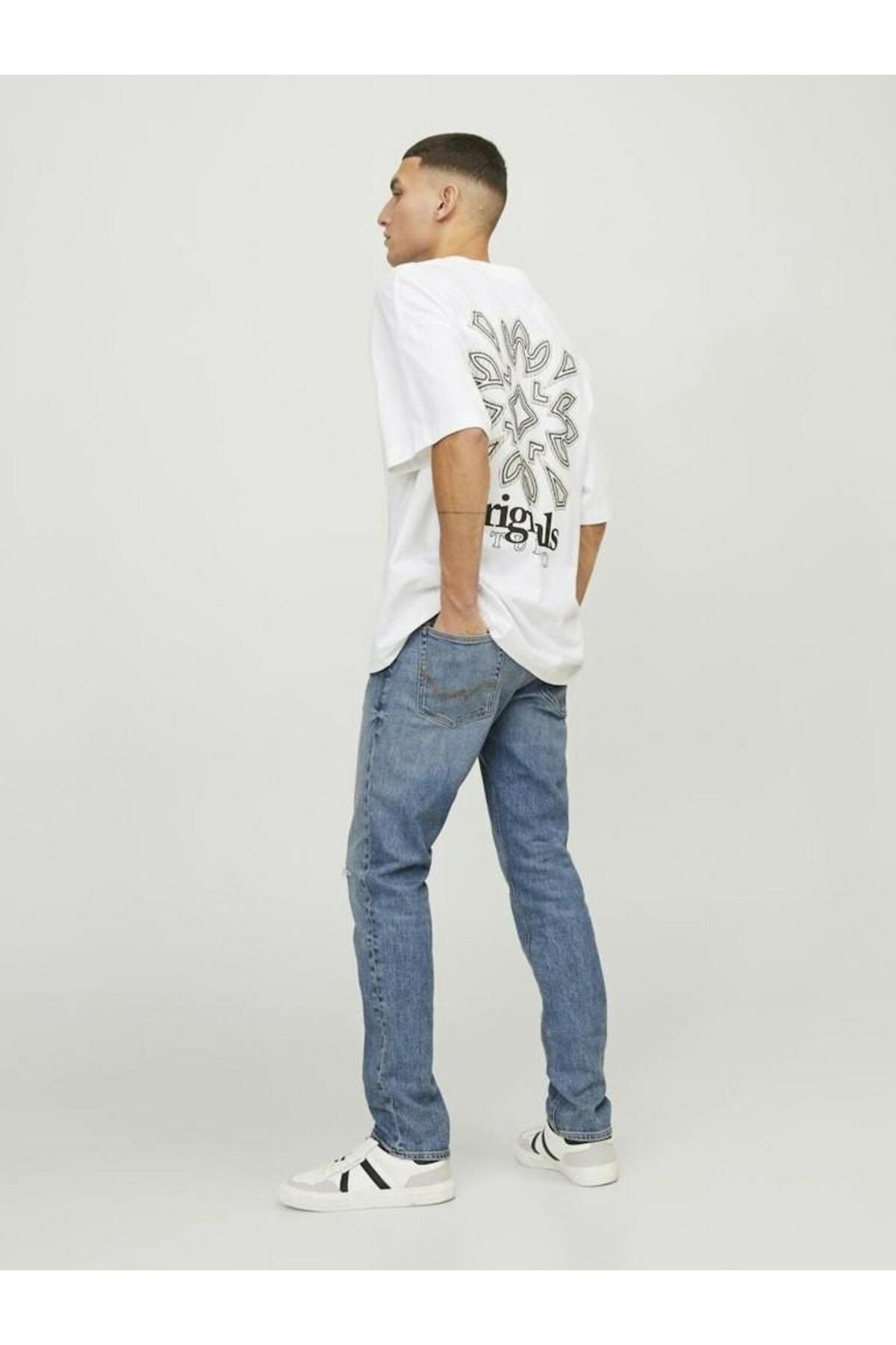 شلوار جین مردانه راسته فاق نرمال | جک اند جونز Jack & Jones 12252973-Blue Denim - تصویر 8