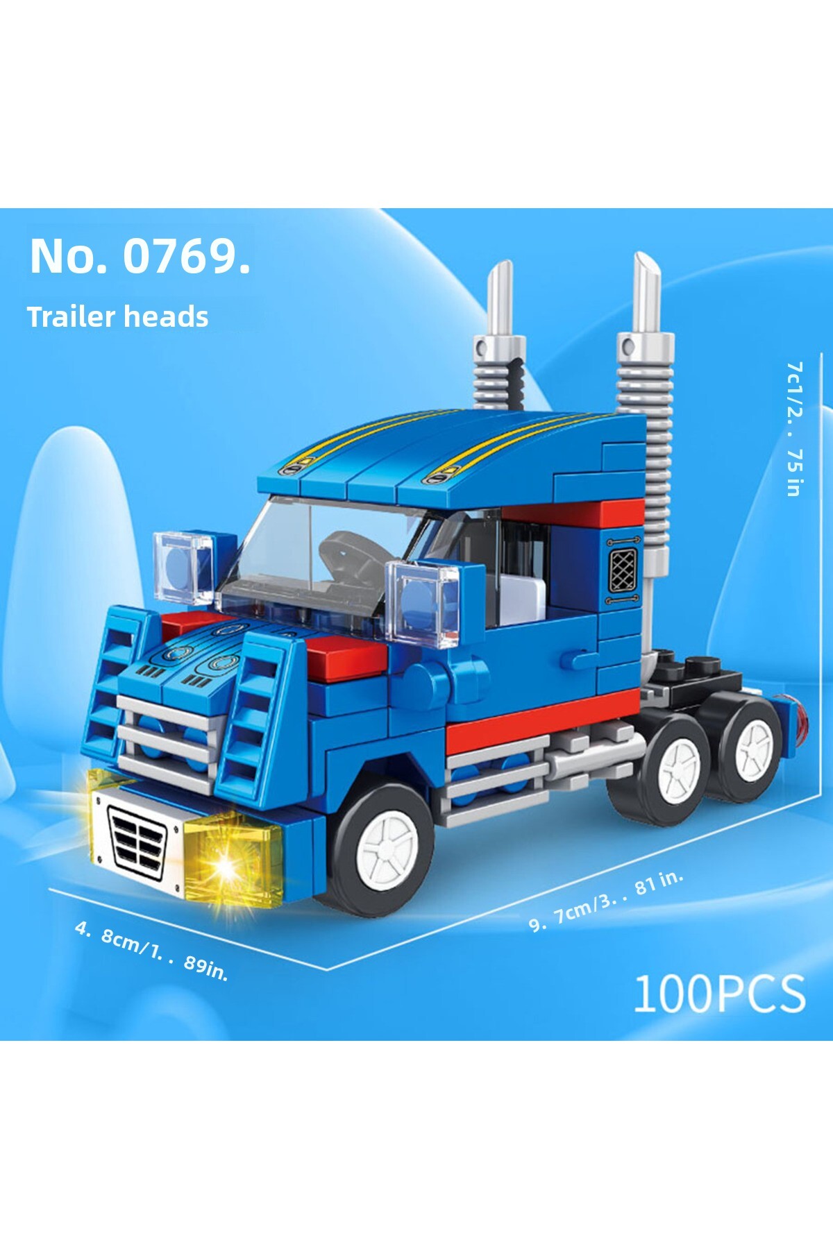 0769 مدل شهر خودروهای بلوک ساختمانی با قطعات کوچک، اتوبوس مدرسه، ماشین آتش‌نشانی، آمبولانس، کامیون تجاری c