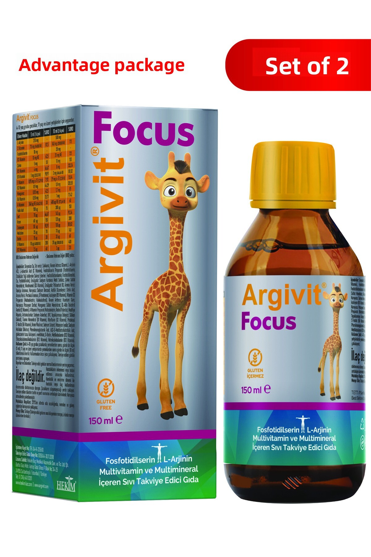 Argivit Focus Syrup Containing Phosphotidylserine, L-Arginine, Multivitamin a...