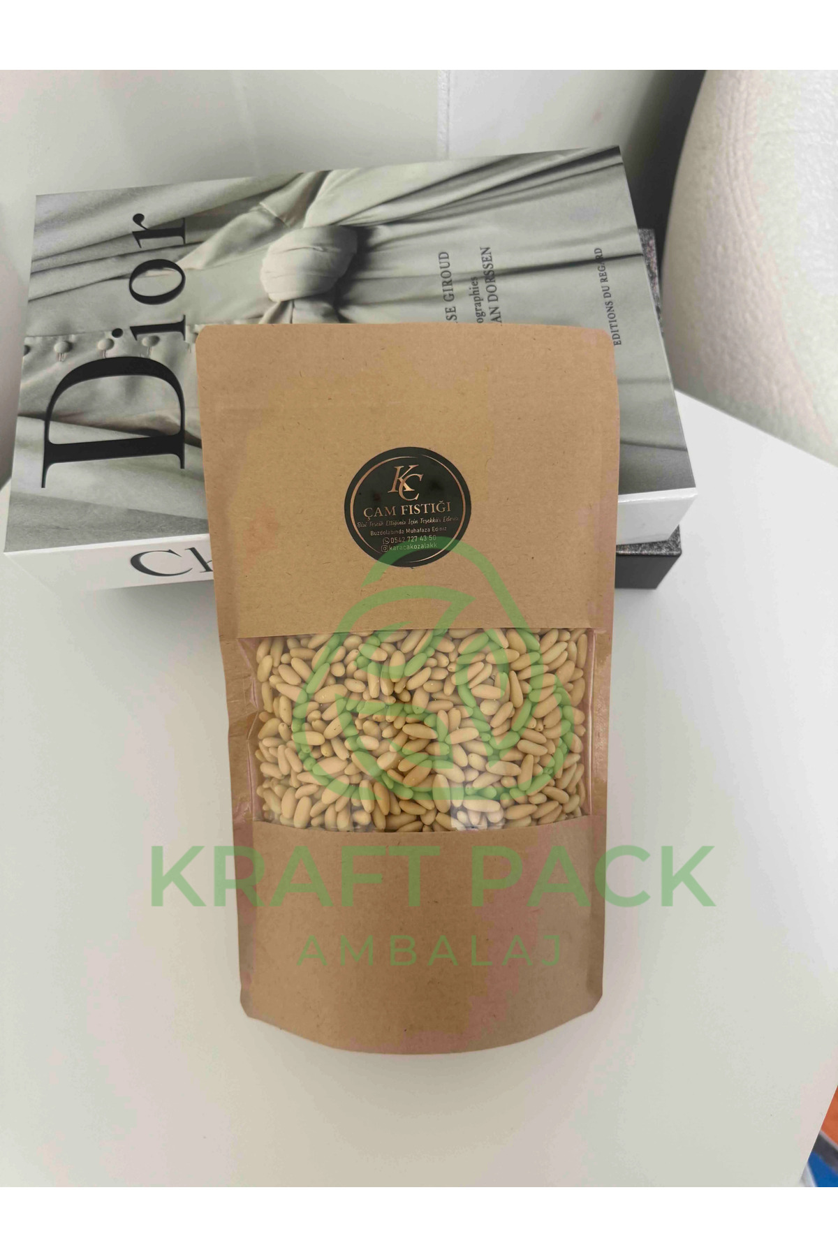 Kraftpack kraft pencereli Kilitli poşet ,Doypack 13*22.5 - 50 Adet