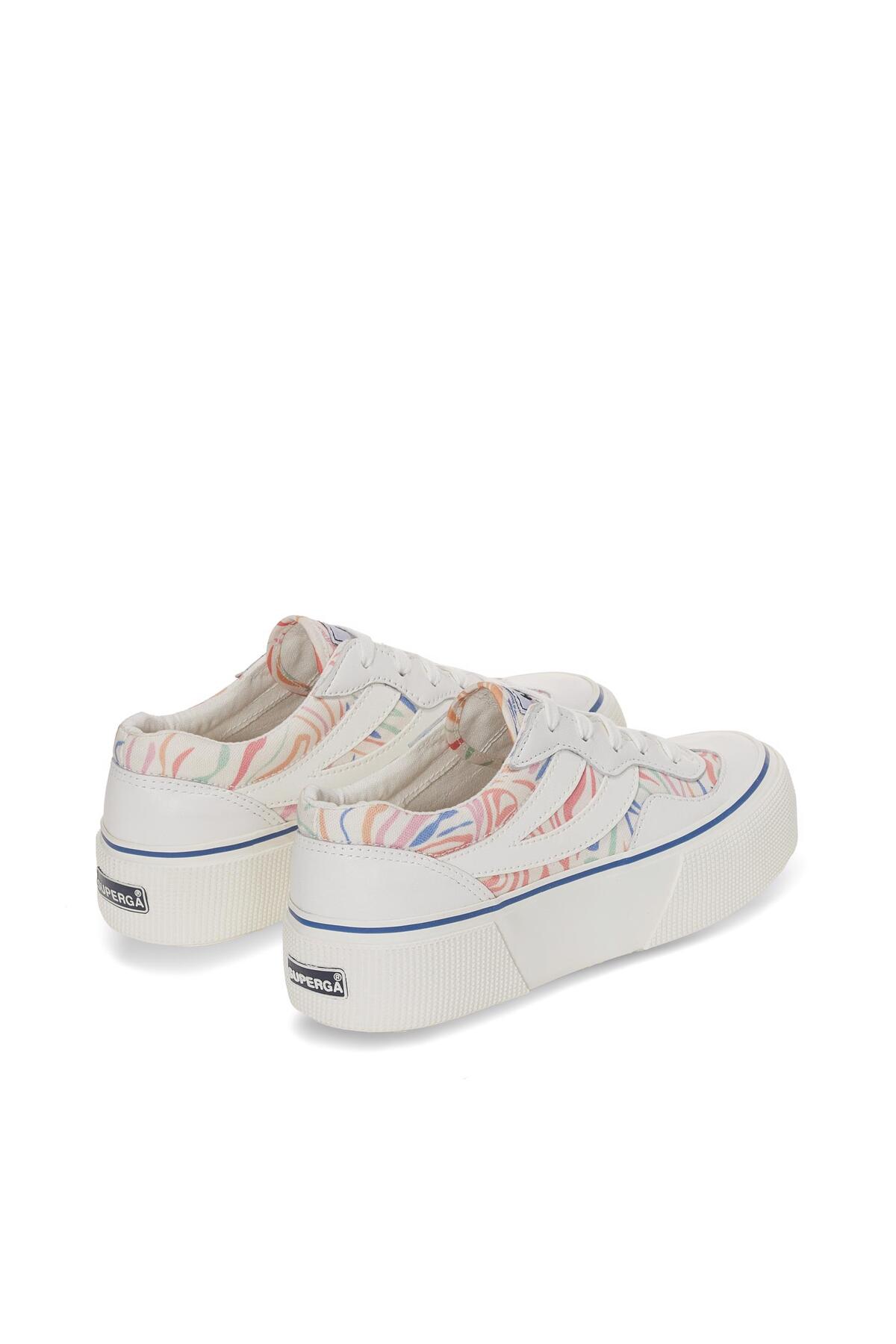 Superga  3041 Revolley Platform Zebra Print Kadın Beyaz Platform Sneaker - Görsel 3
