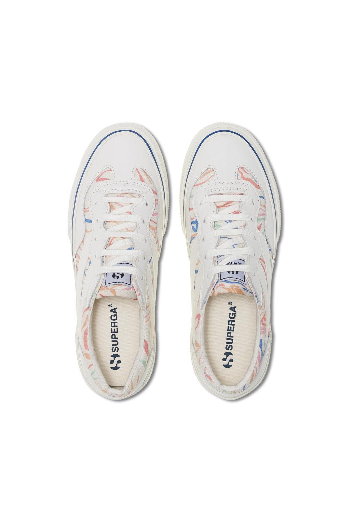 Superga  3041 Revolley Platform Zebra Print Kadın Beyaz Platform Sneaker - Görsel 4