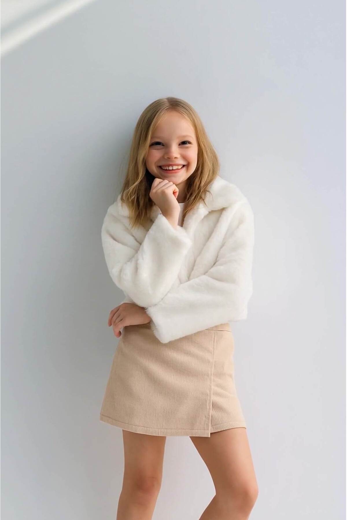 falcomini  Kız Çocuk Bolero Peluş Ceket İnci Kapamalı - Görsel 5