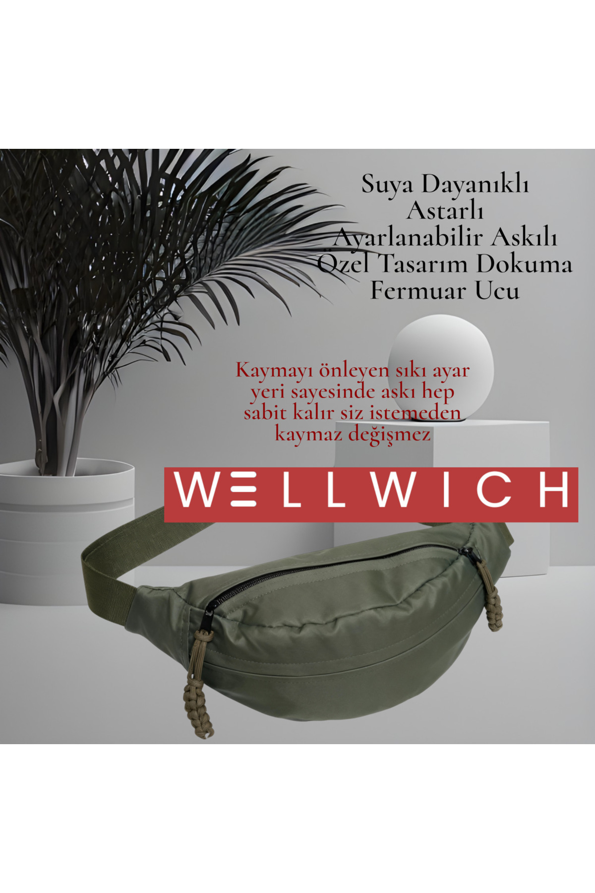 wellwich Haki Renk Çapraz Çanta Bel Çantası Spor Çantası Ultra Hafif Oxford Kumaş Suya Dayanıklı