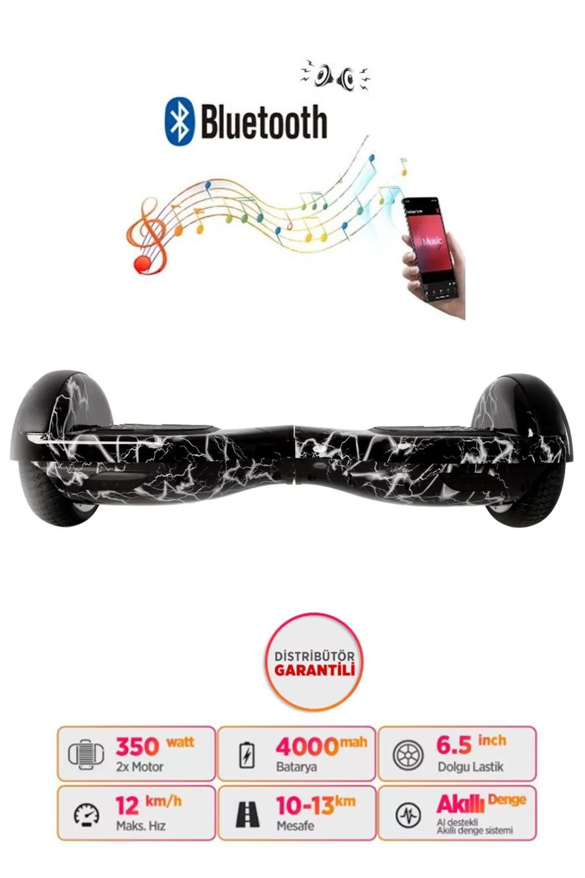 Electric Skateboard Hoverboard 6.5 Inch Graffiti with Bluetooth Speaker D02