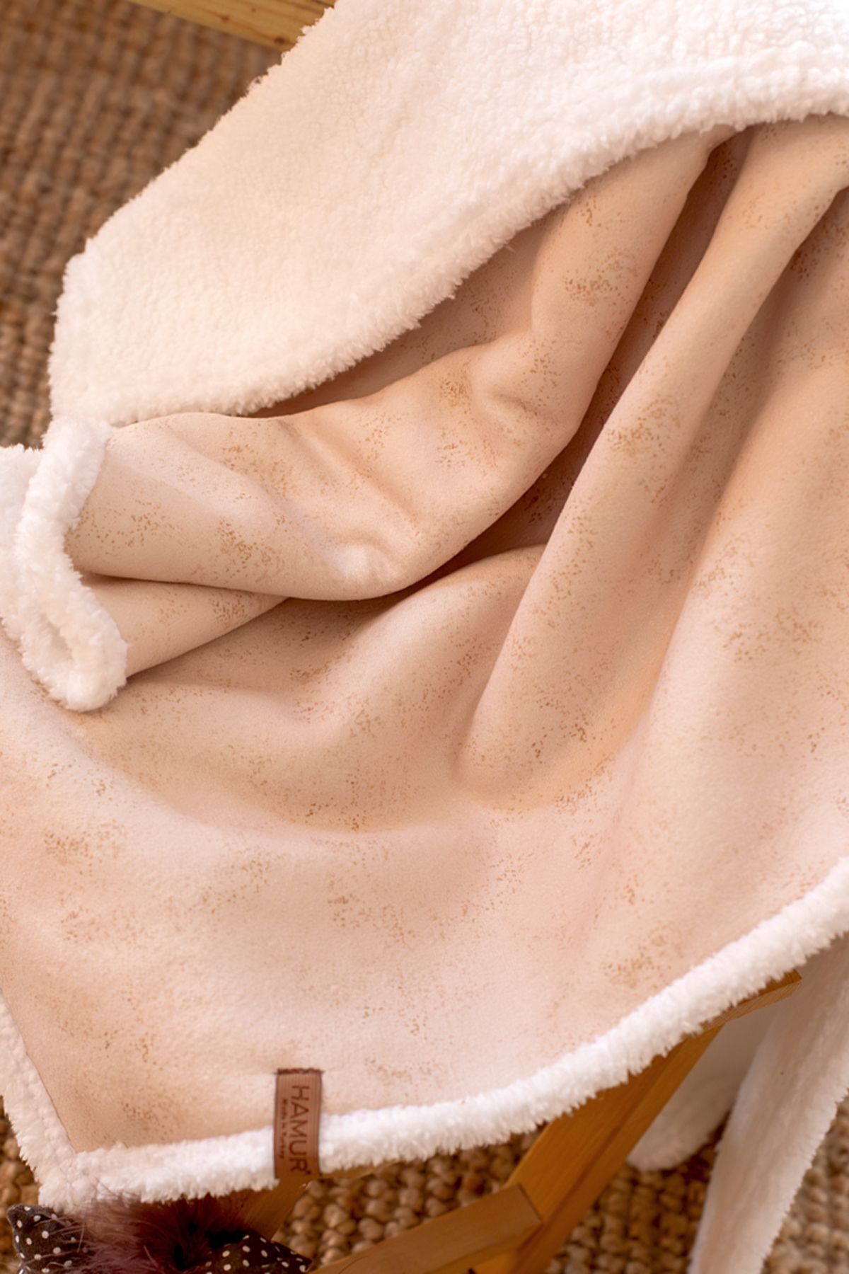 HAMUR Fluffy Bebek Battaniyesi 80x100 Solid Bej Düz Kundak Puset Çift Taraflı Koyun Tüyü Battaniye 100x80 fotoğrafı 7 (önizleme)