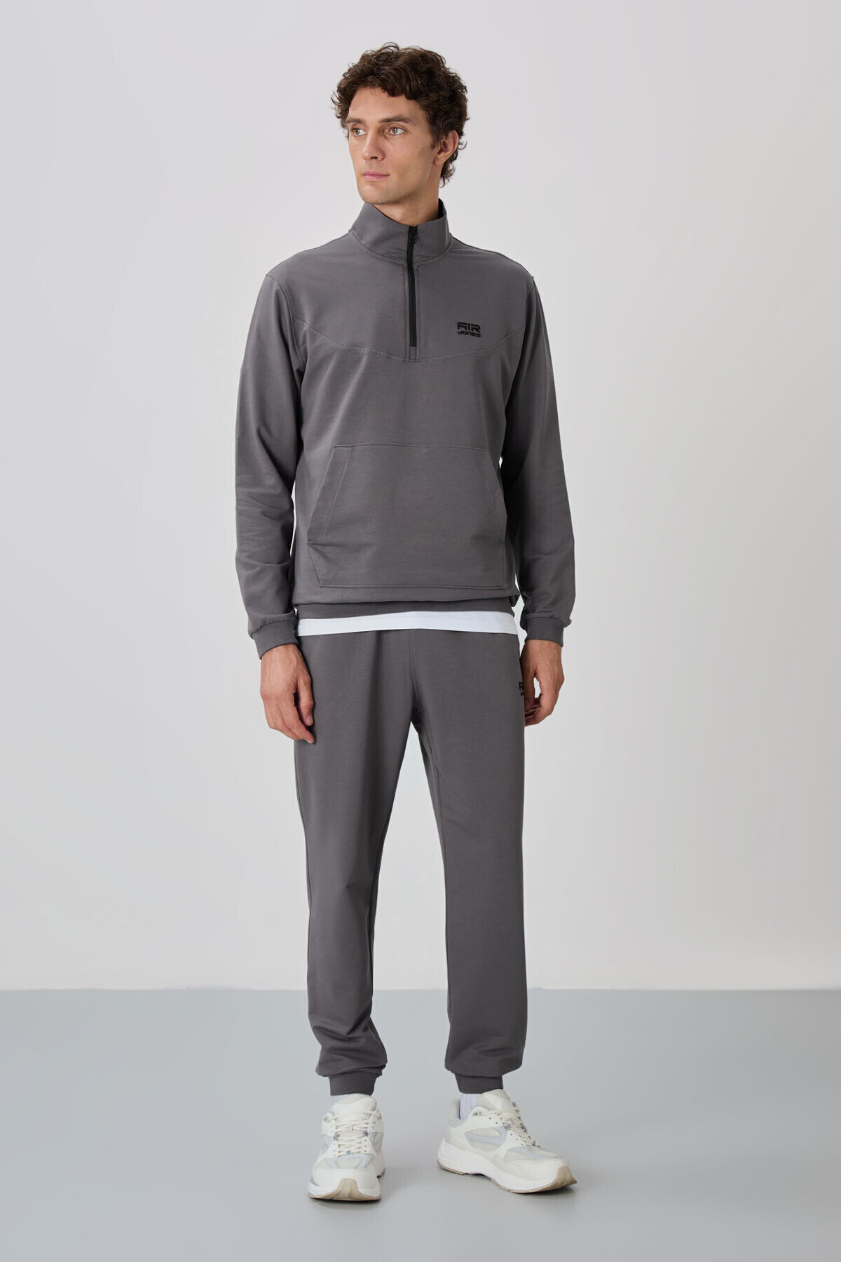 ایر جونز لباس ورزشی یقه ایستاده خاکستری تیره هربرت - 85233