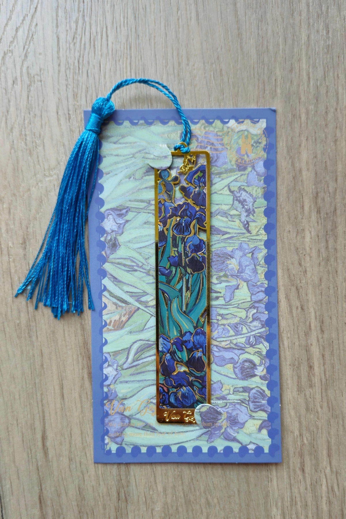 Kolbi Craft İrisler Van Gogh Püsküllü Altın Renk Metal Kitap Ayracı Hediyelik Sanatsal