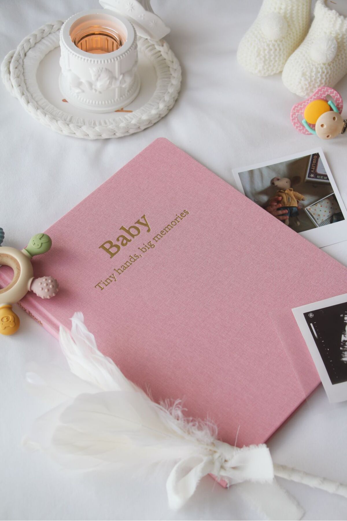 Memories and more Bebek Anı Defteri - Keten Kumaş Kapak & Altın Yaldız Baskılı fotoğrafı 4 (önizleme)