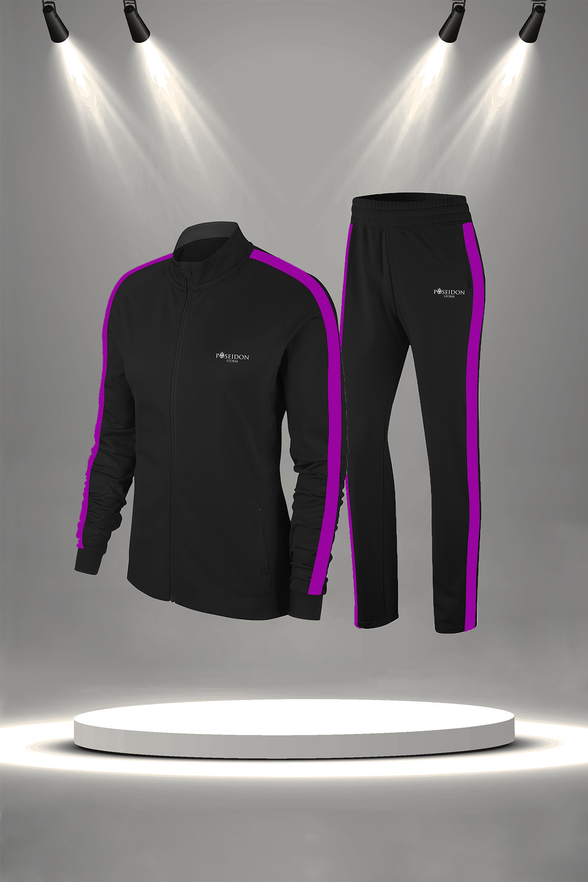 پوزایدون استورم ست لباس ورزشی و دویدن زنانه سایز بزرگ مشکی سوپرا از جنس کتان (4XL-10XL)