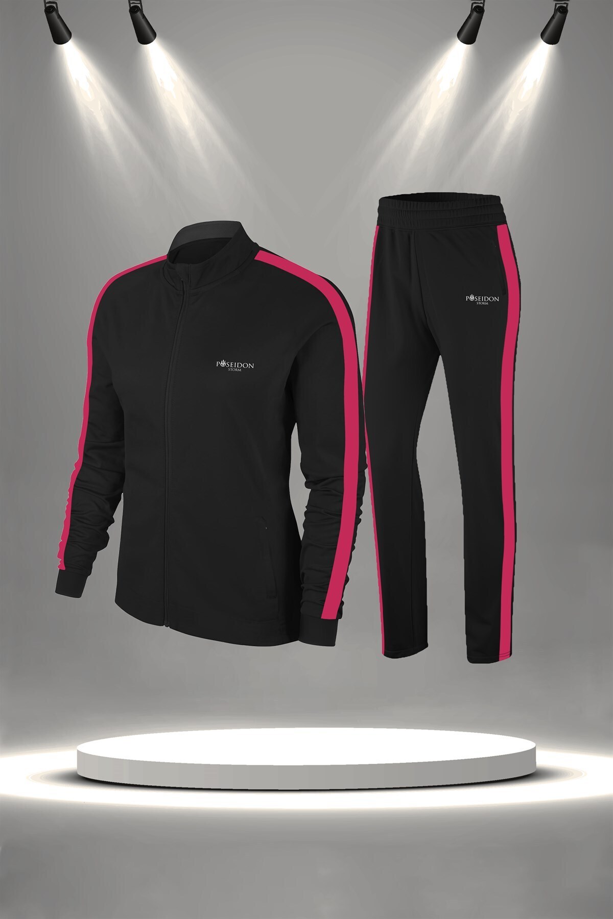 پوزایدون استورم ست لباس راحتی زنانه سایز بزرگ مشکی جدید سوپرا، نخی شانه شده، زیپ‌دار، بالاتنه خاص (4XL-10X)