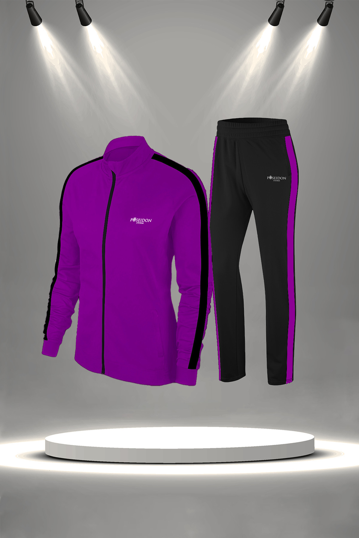 پوزایدون استورم ست لباس ورزشی زنانه سایز بزرگ، بنفش، جدید، سوپرا، نخی شانه شده، مخصوص پیاده‌روی و تناسب اندام (4XL-10XL)