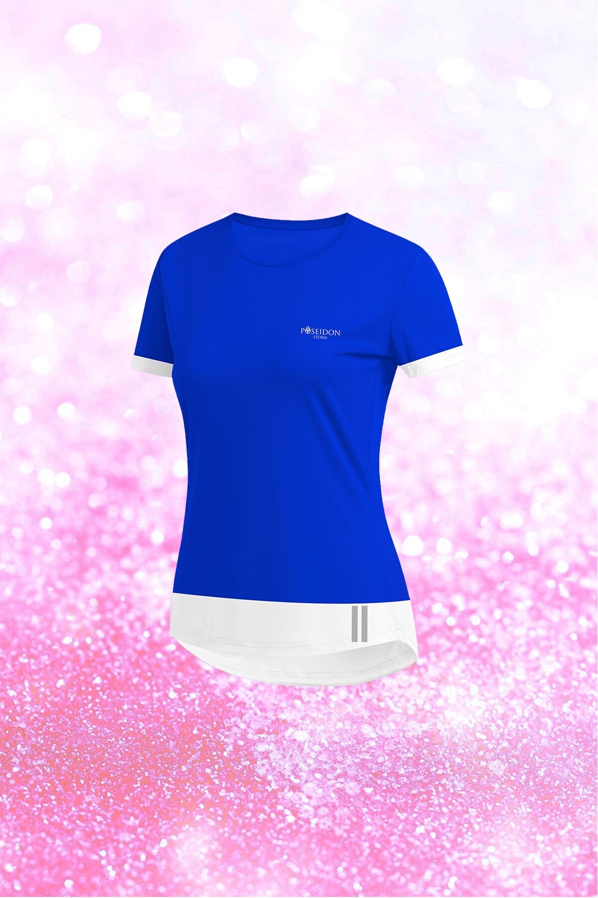 پوزایدون استورم تی‌شرت ورزشی یقه گرد آبی بدون چاپ زنانه سایز بزرگ سایز ۴XL-10XL
