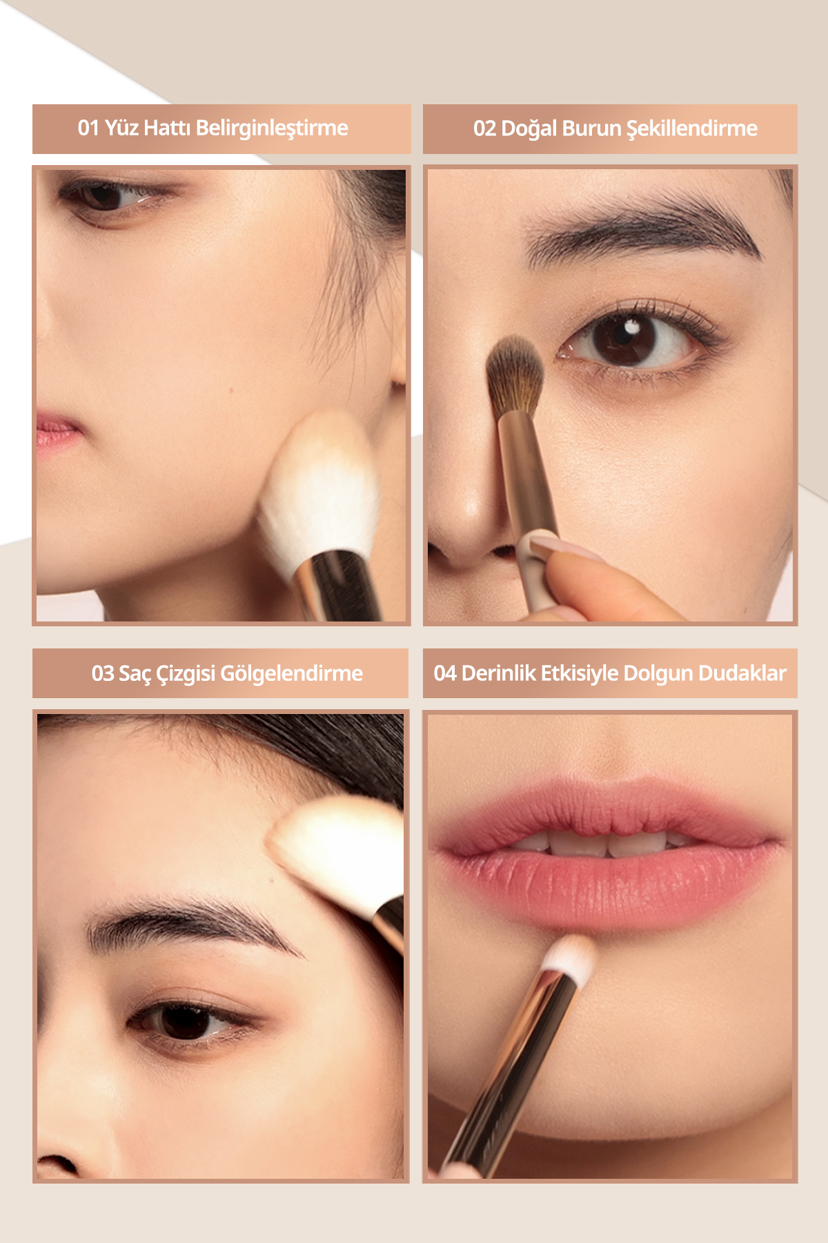 Doğal Gölgelendirme Sunan 3'lü Kontür Paleti V Cut Blending Shading (#02 Cool Blending) — قهوه‌ای 111651 — تصویر 6 از 9