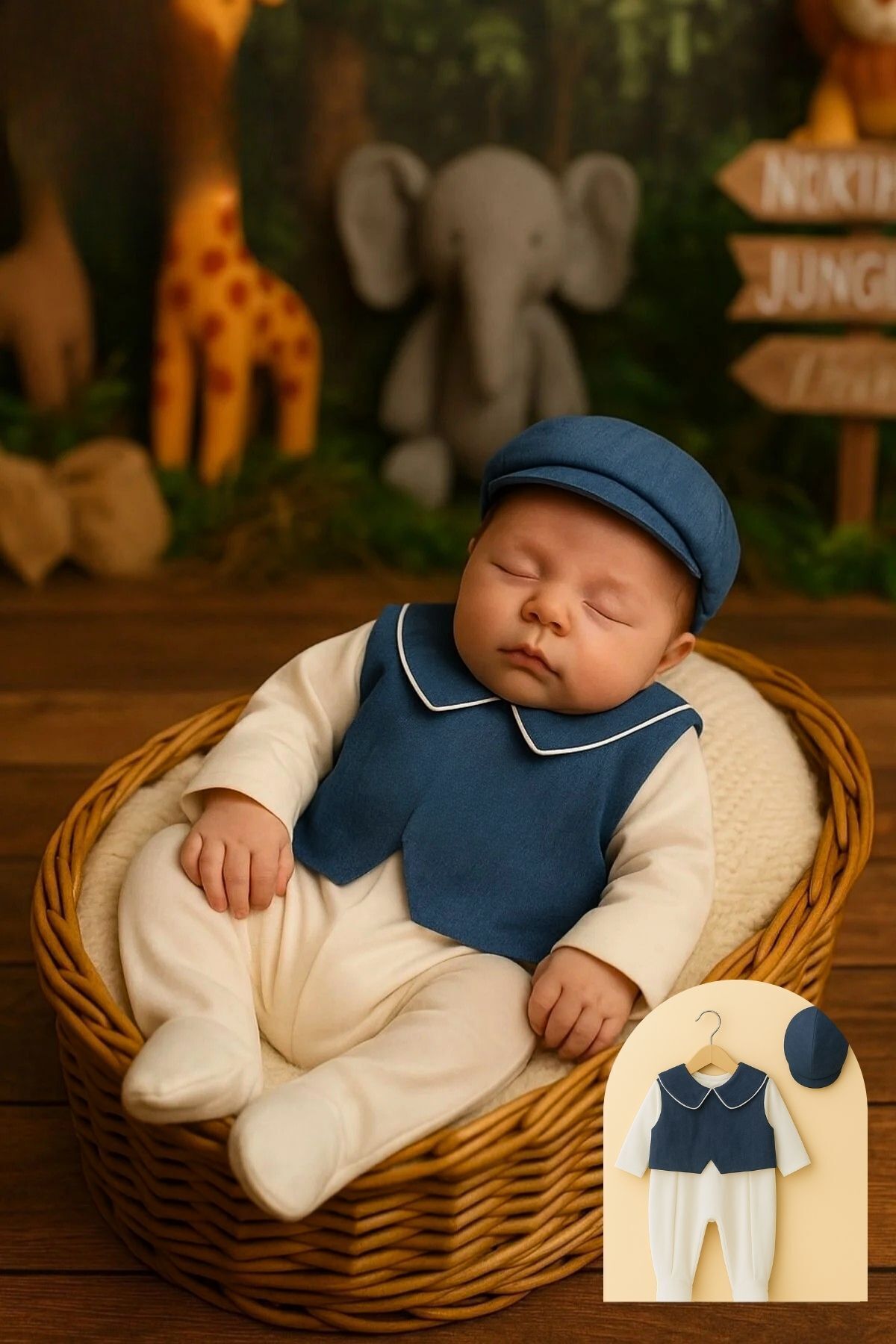 Minytrendy Erkek Bebek Yenidoğan Tulum Özel Gün Kıyafeti Hastane Çıkışı Mevlüt Takımı Bebek Hediyelik fotoğrafı 2 (önizleme)