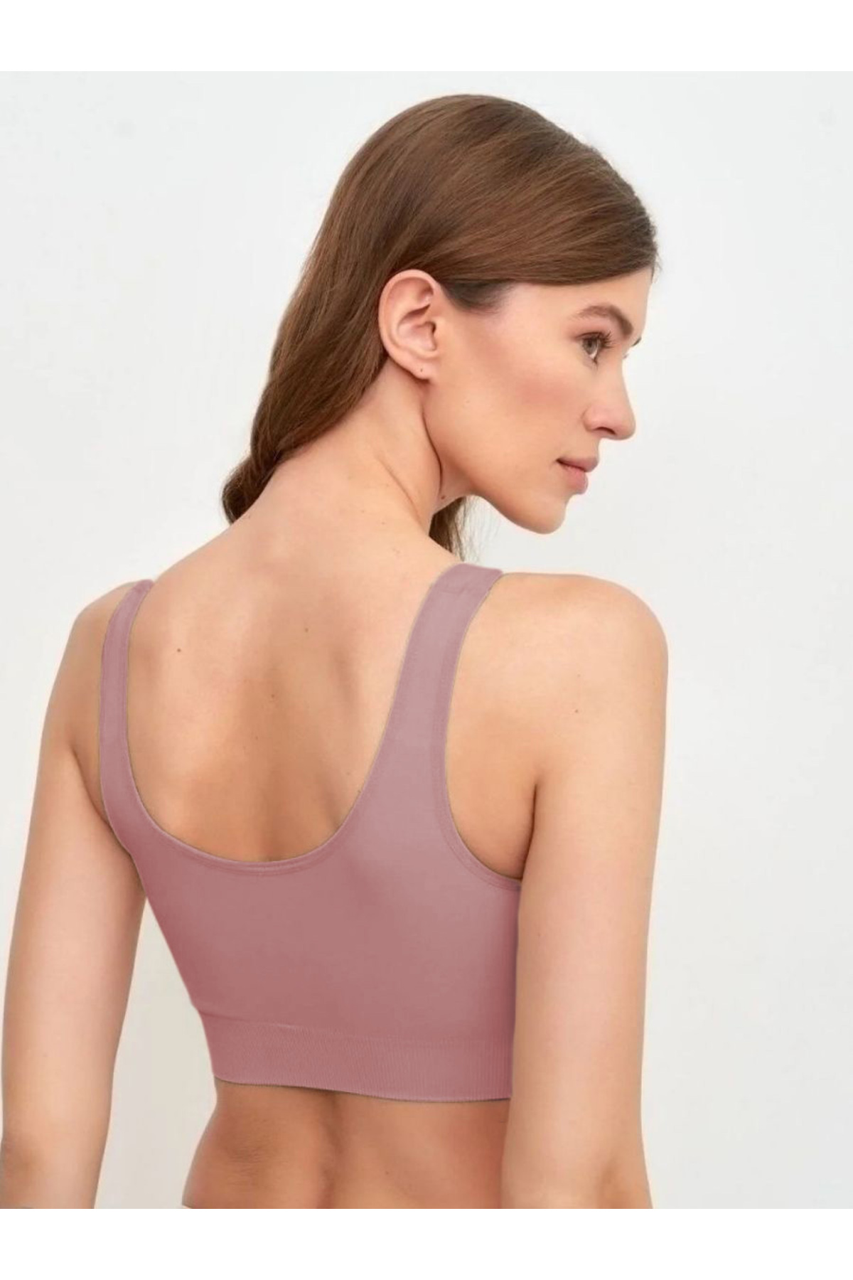 MİSTİRİK Panax Model Fit Görünüm Ekstra Toparlayıcı Kalın Askılı Pedli Spor Büstiyer Gül Kurusu Renk görsel 3