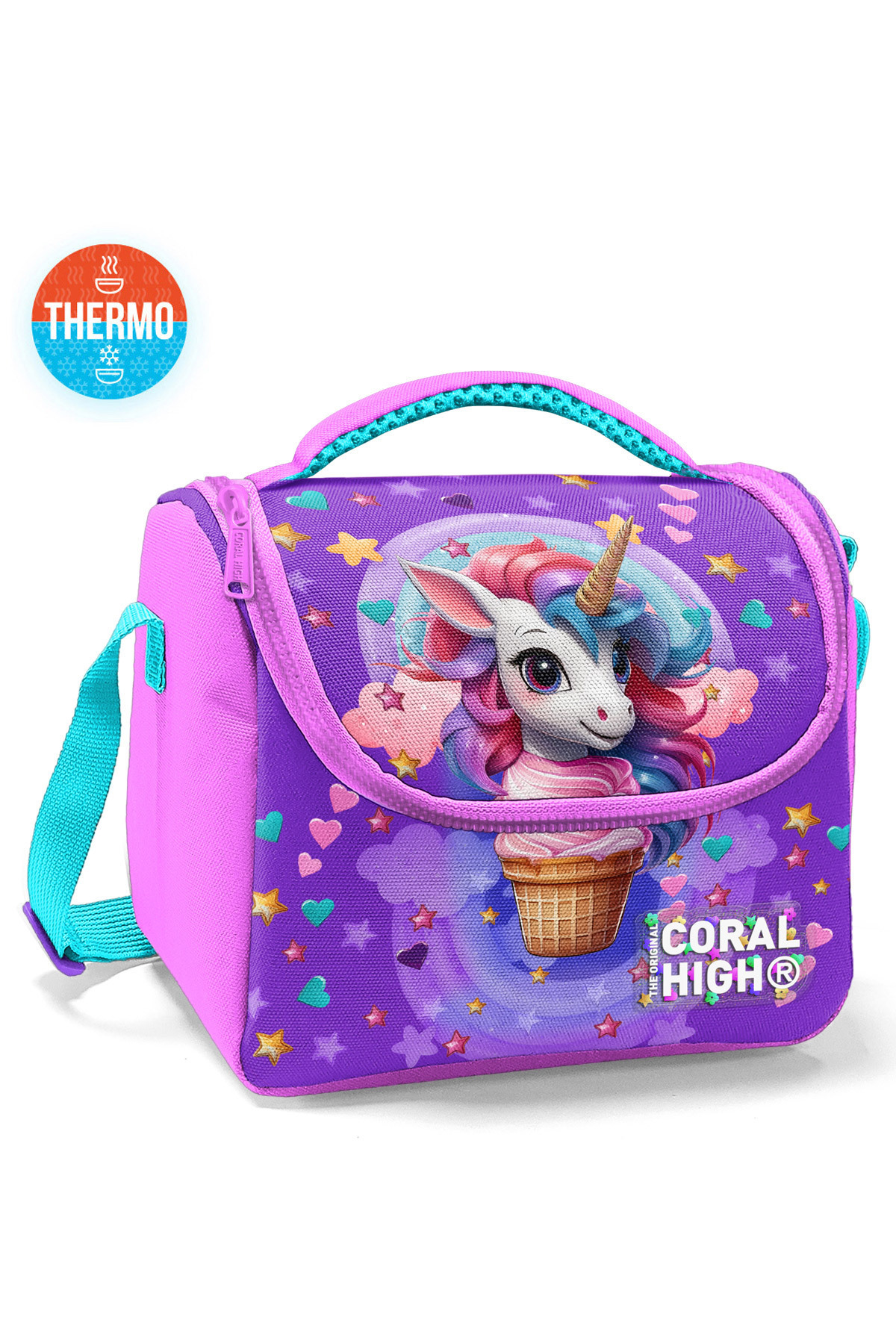 Coral High Kids Mor Pembe Unicorn Desenli Thermo Beslenme Çantası 12782