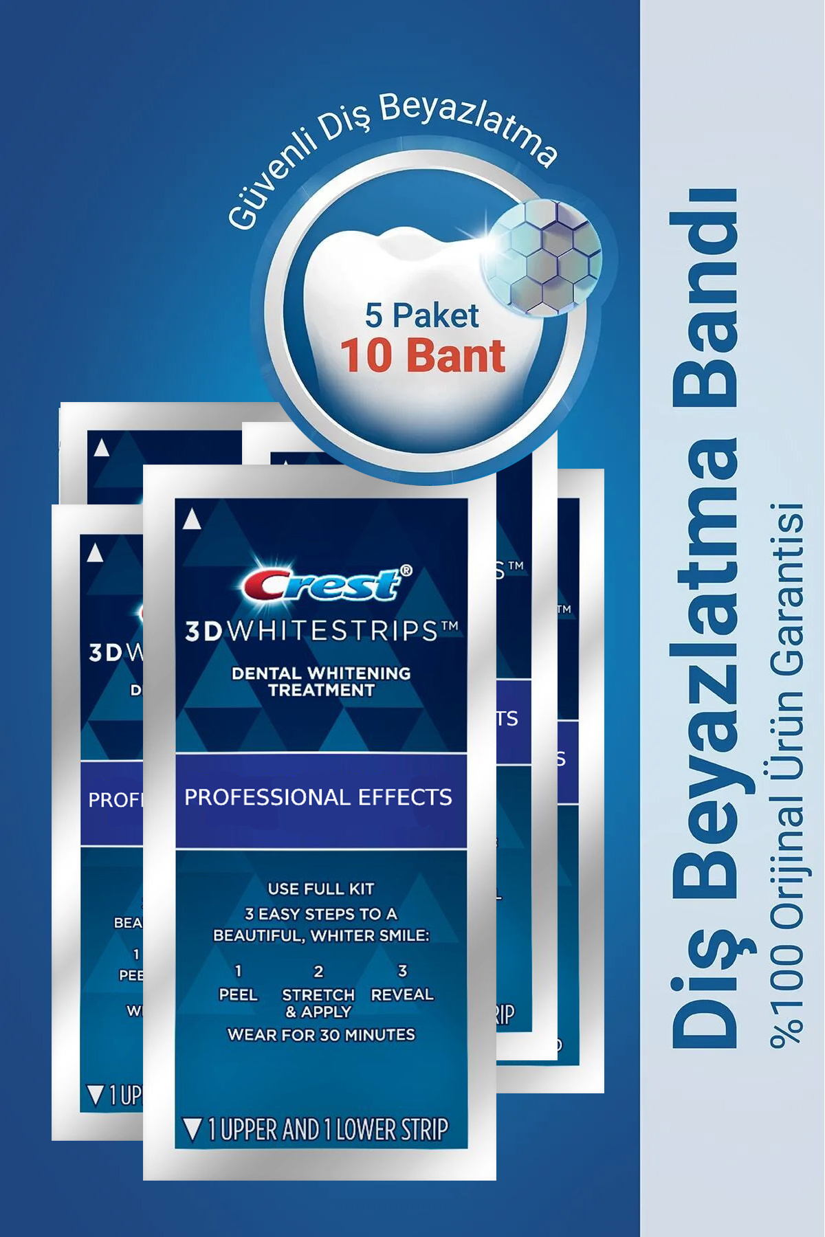 CREST 3d Whitestrips Professional Effects Diş Beyazlatma Bantları (10 Paket/20 Bant)