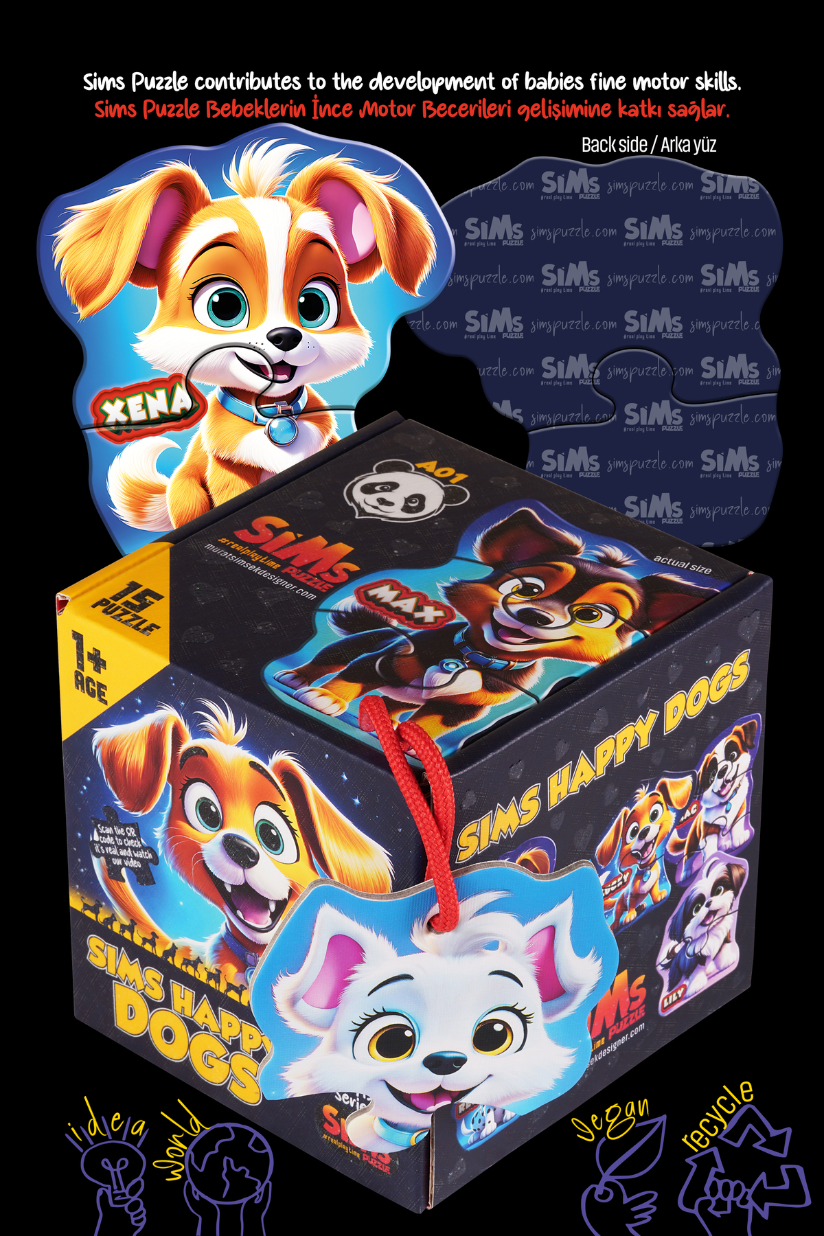 Sims Puzzle Bebekler İçin İlk Puzzle Yapboz Baby Sevimli Köpekler - 1 Yaş Üstü Montessori Eğitici Oyuncak fotoğrafı 4 (önizleme)