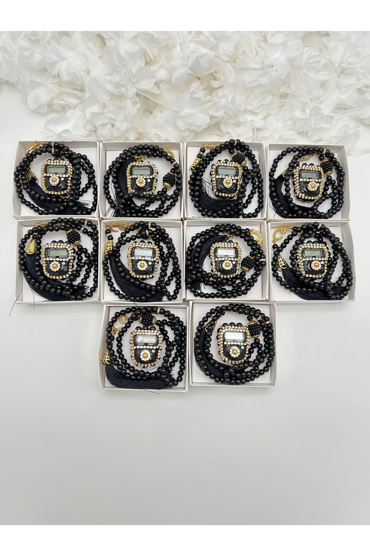 10 pieces of Mevlid-Hajj-Umrah Gift Gemstone Zikirmatik and Rosary Set with Box