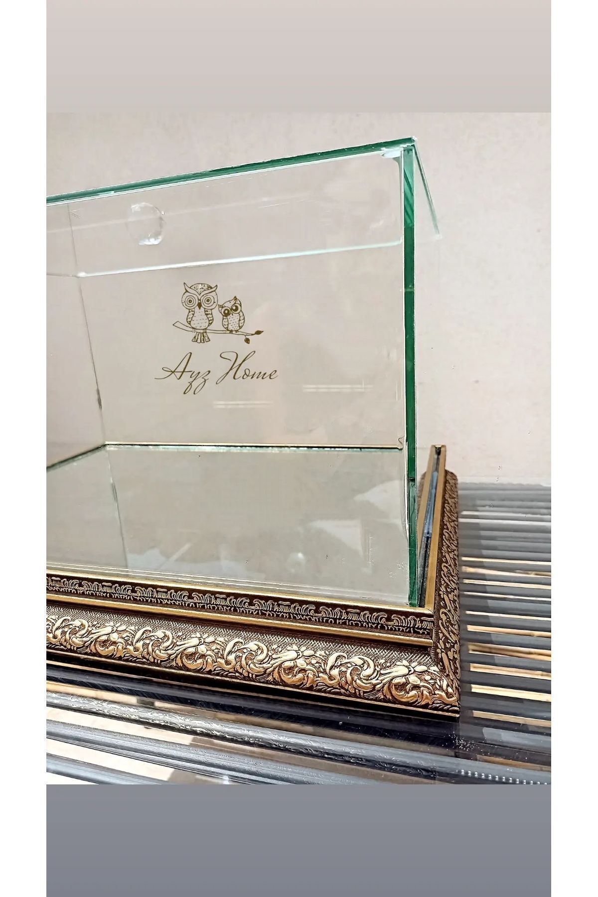 Cam İşlemeli Çeyiz Kutusu Söz Nişan Gelin Damat Bohça Kutusu Büyük Boy/ 40*30*20