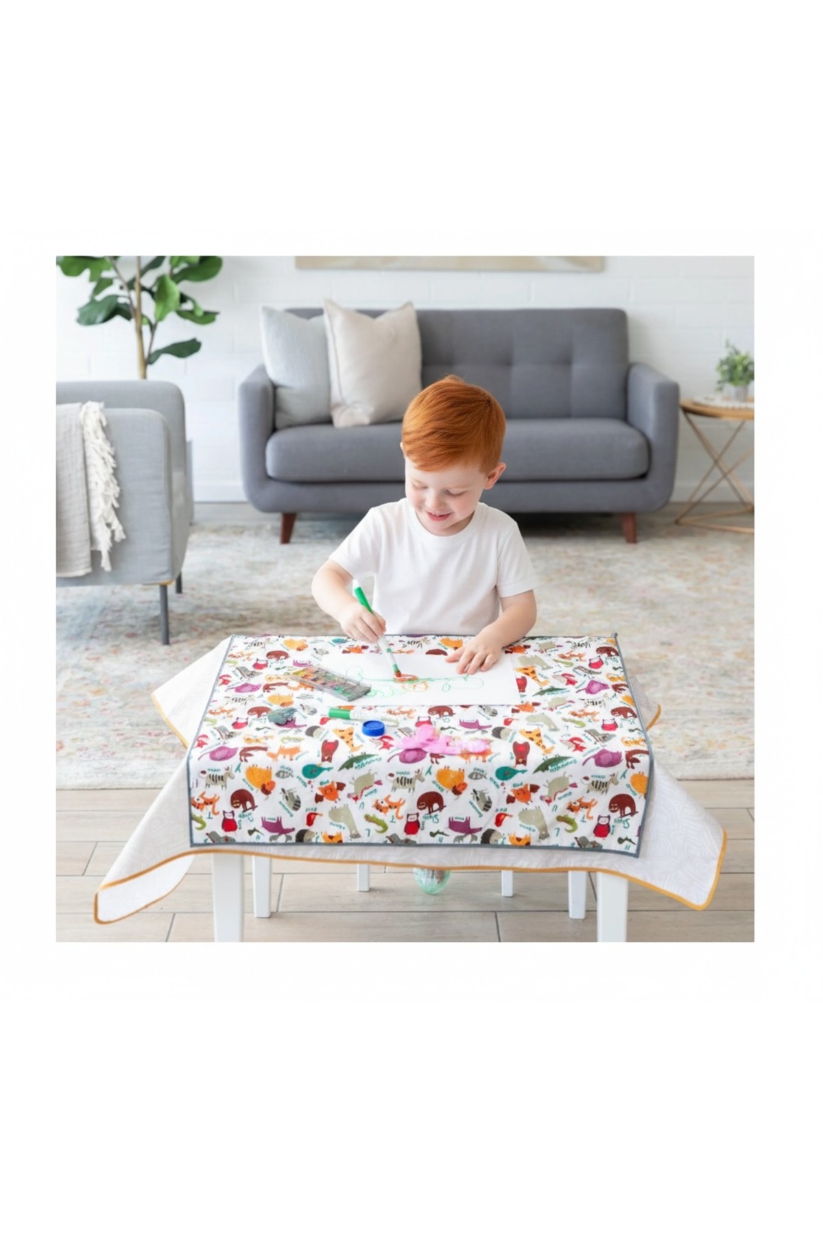 yorni Zoo, 145x100 Cm Bebek Odası, Halı Üstüne Sermek Için Sıvı Geçirmez Oyun Örtüsü, Ekstra Geniş fotoğrafı 7 (önizleme)