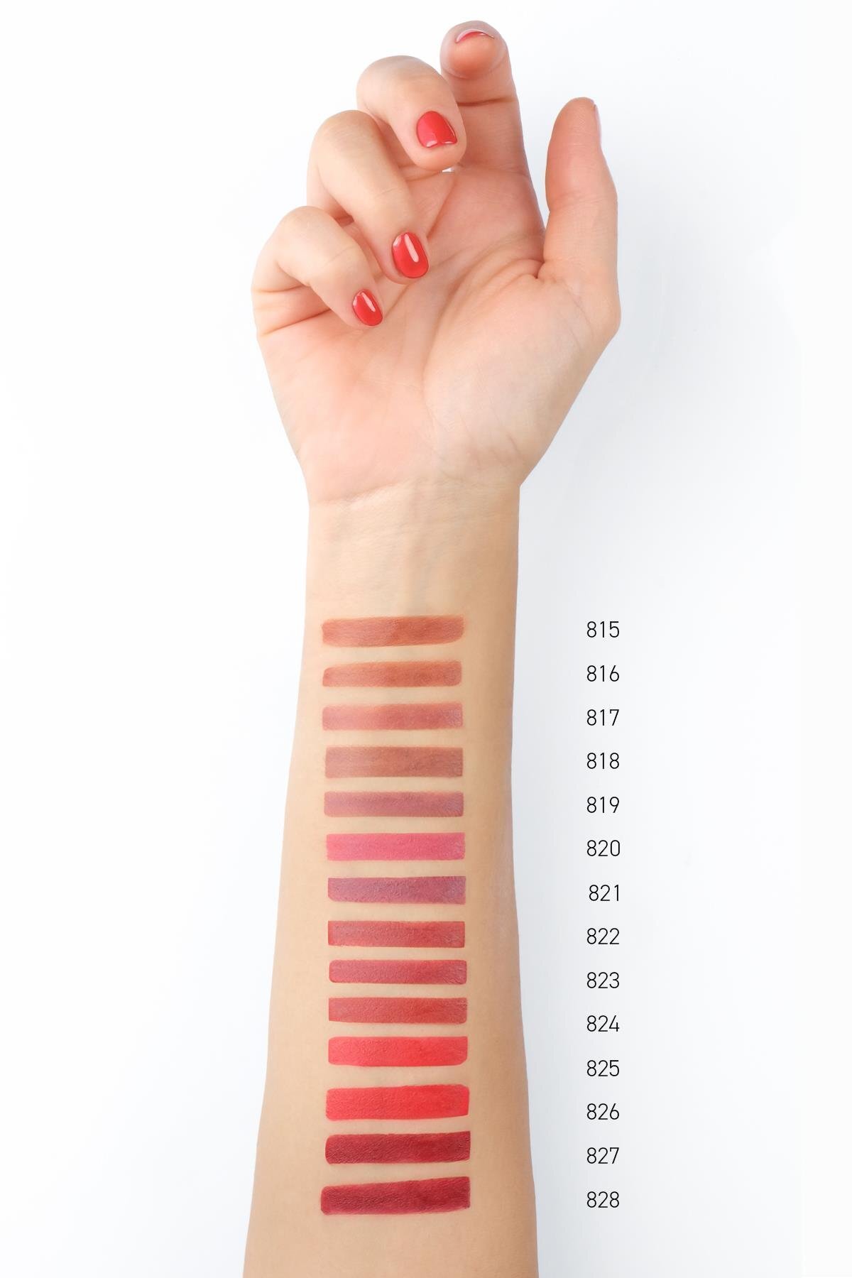 Uzun Süre Kalıcı Nemlendirici Pürüzsüz Etkili Yarı Mat Ruj - Satin Touch Lipstick 827 Bordeaux — قرمز SATINTOUCH — تصویر 5 از 8