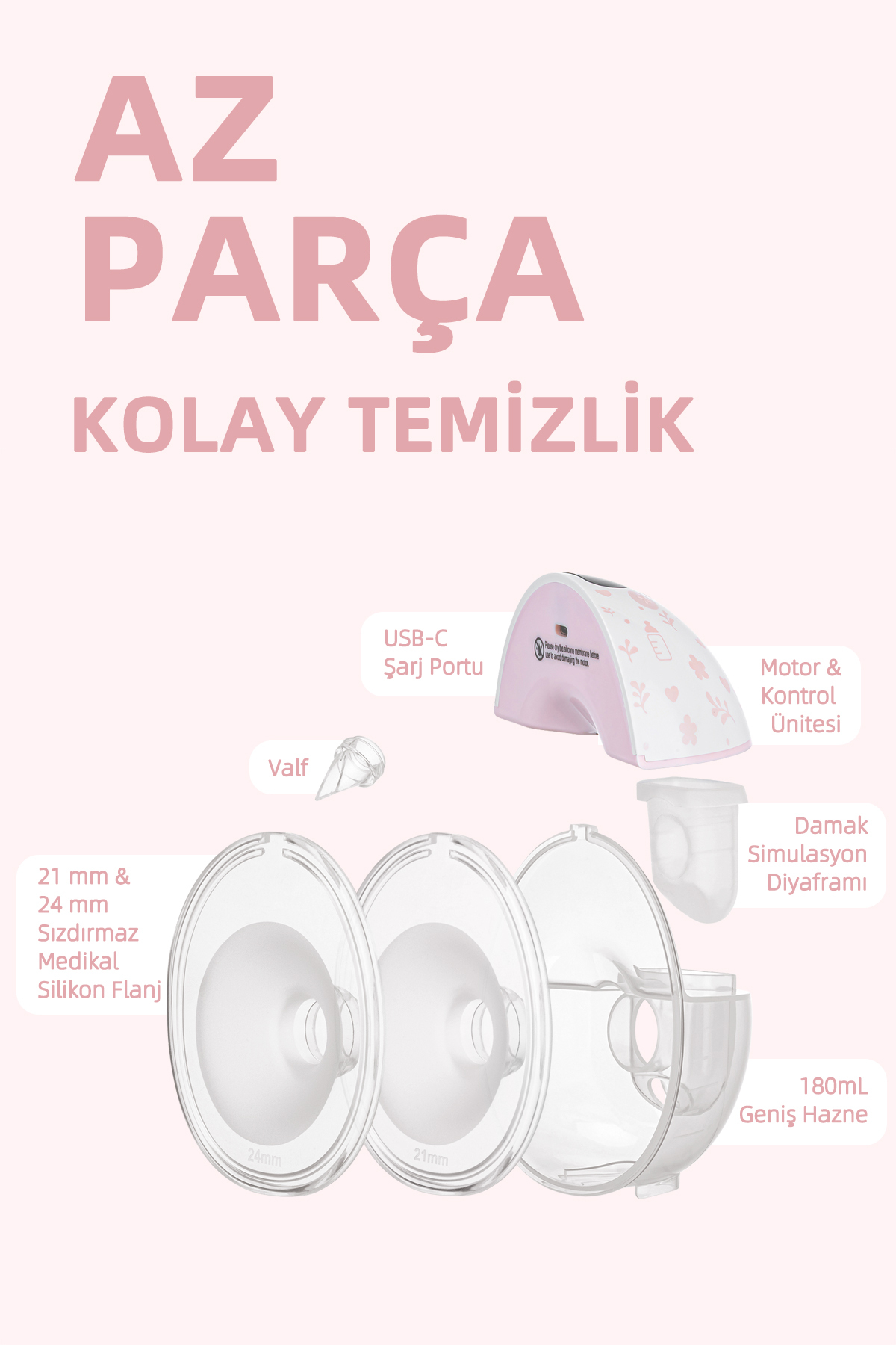 Bebebao P8 Pro 180 ML Yeni Nesil İç Motorlu Giyilebilir Elektrikli Göğüs Pompası Süt Pompası fotoğrafı 6 (önizleme)