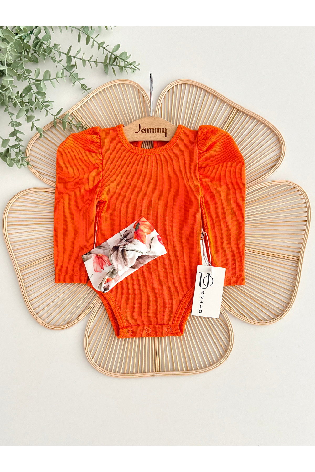 Jammybaby Juana Balon Kol Body Kemerli Pantolon Bandana %100 Pamuk Kız Bebek Dijital Çiçek Tasarım Lüks Takım fotoğrafı 4 (önizleme)