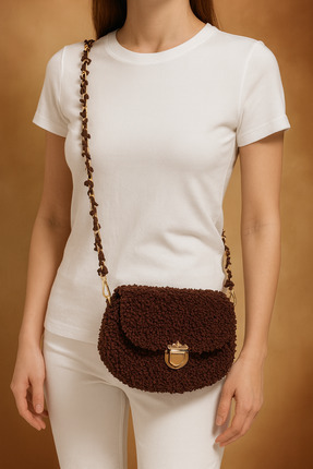 Helybag El Yapımı Kadın Omuz Çantası Kuzu Model - Kuzu İp Handmade