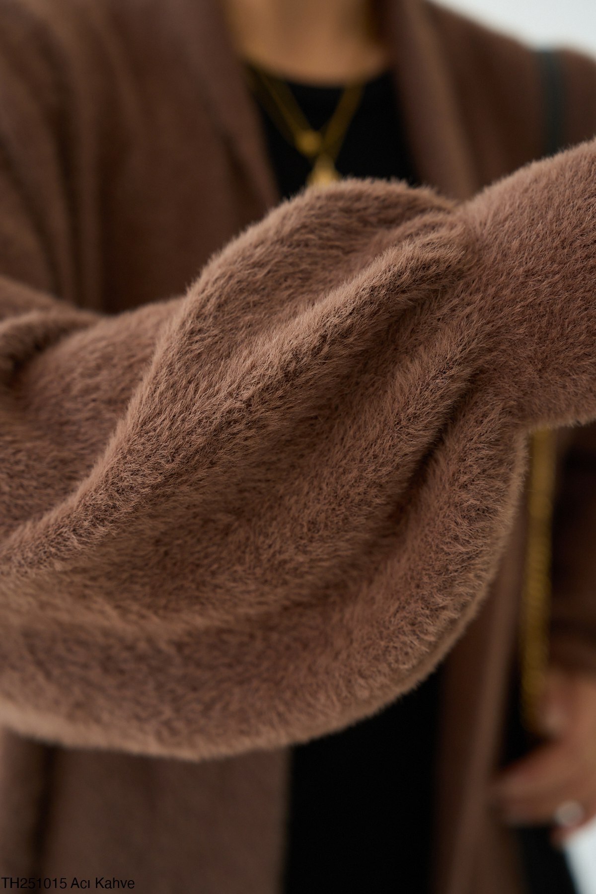 Miss Beyoğlu  Kadın Oversize Uzun Triko Hırka –Pembe, Taş, Bej , Siyah , Kahve , Sarı , Bebe Mavi – Standart Beden - Görsel 3