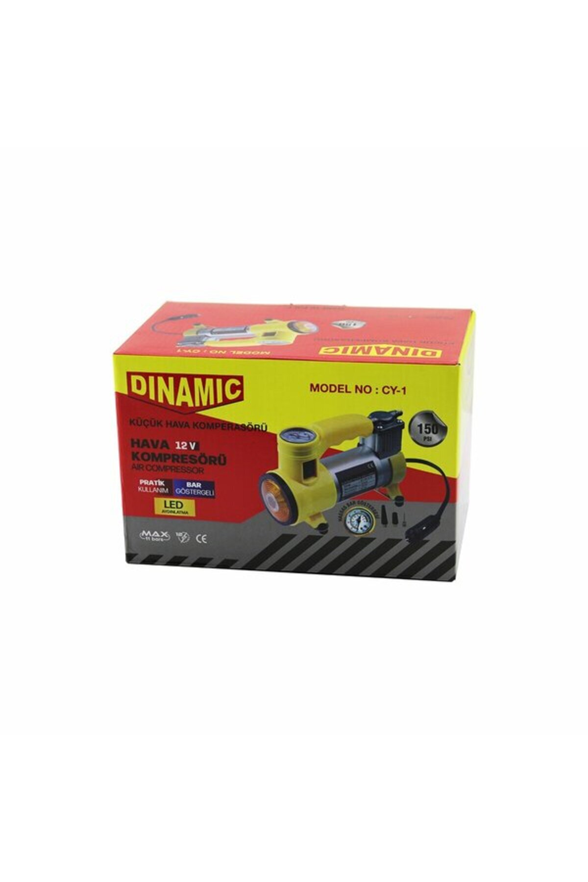 Go İthalat OTO - ARAÇ HAVA KOMPRESÖRÜ KAMYON - OTOBÜS - DC/12V-13.5V - 15Amp - 150PSI - BAR GÖSTERGE - LED AYD