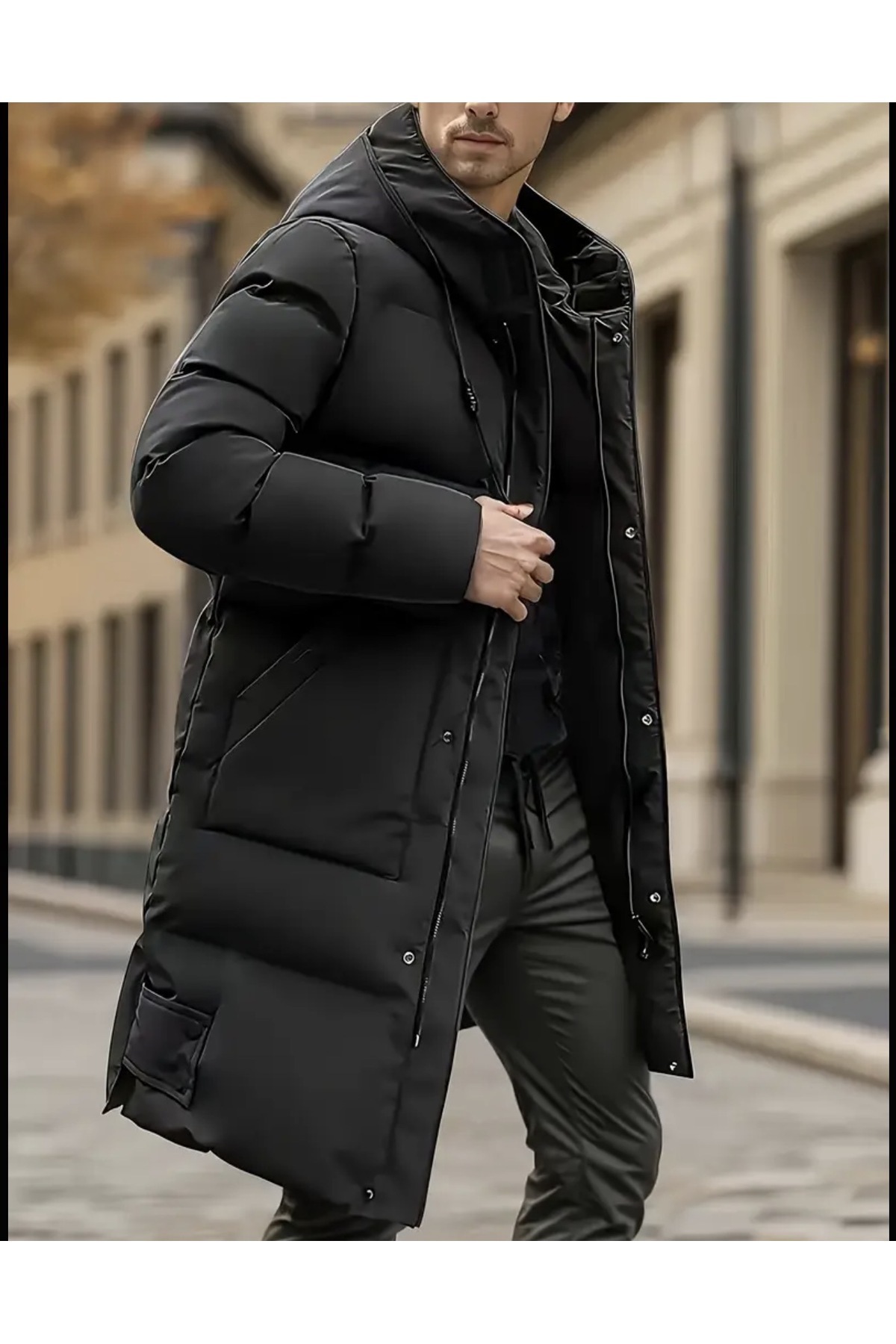 Yasee Merinos Yün Uzun Kollu Kapüşonlu Termal Mont