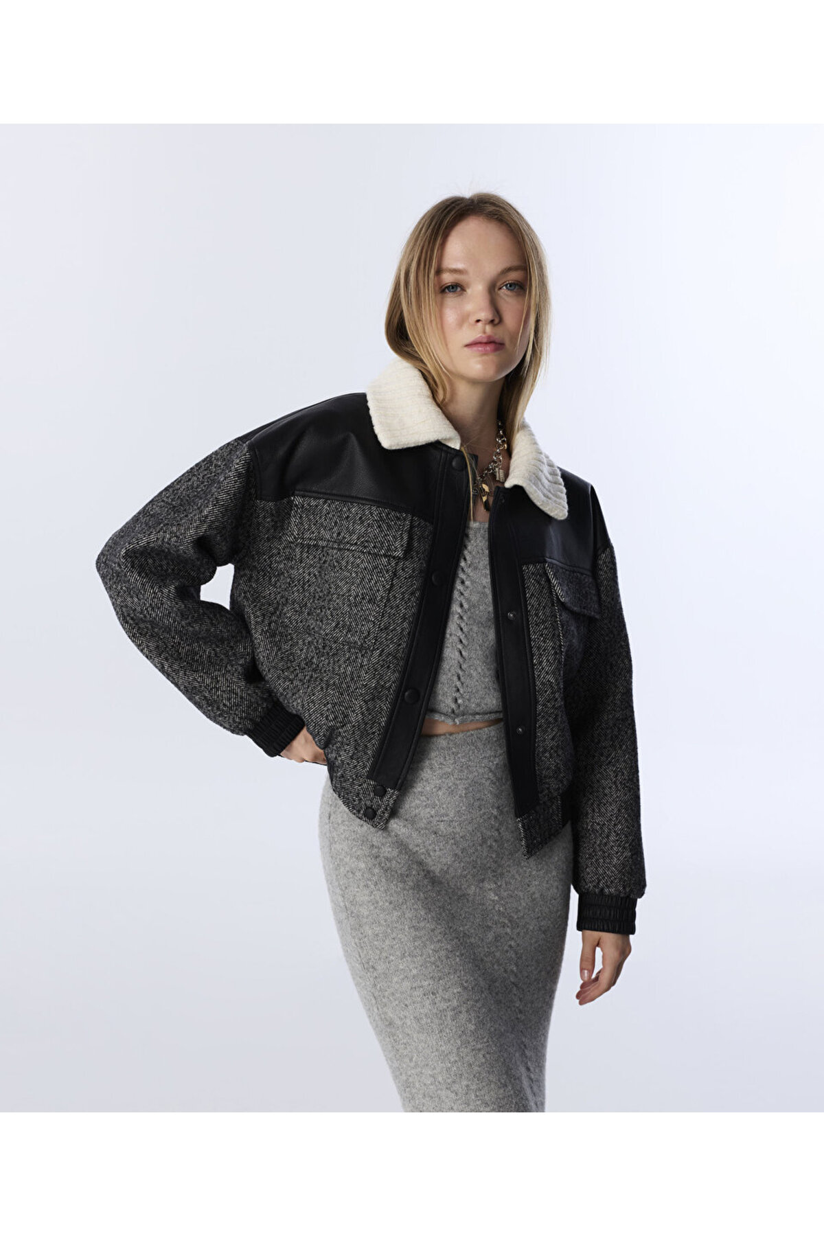 Twist  KUMAŞ MIX COLORBLOCK CEKET - Görsel 2