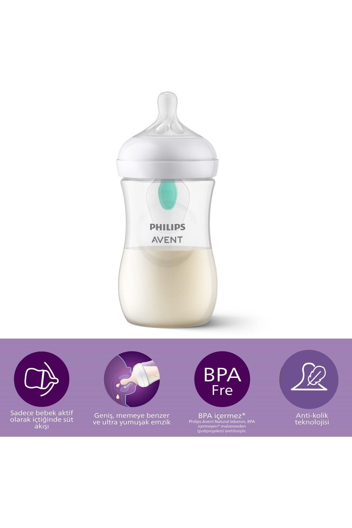 Philips Avent Natural Response PP Antikolik Biberon 260 ML 1 Ay+ SCY673/01 fotoğrafı 7 (önizleme)